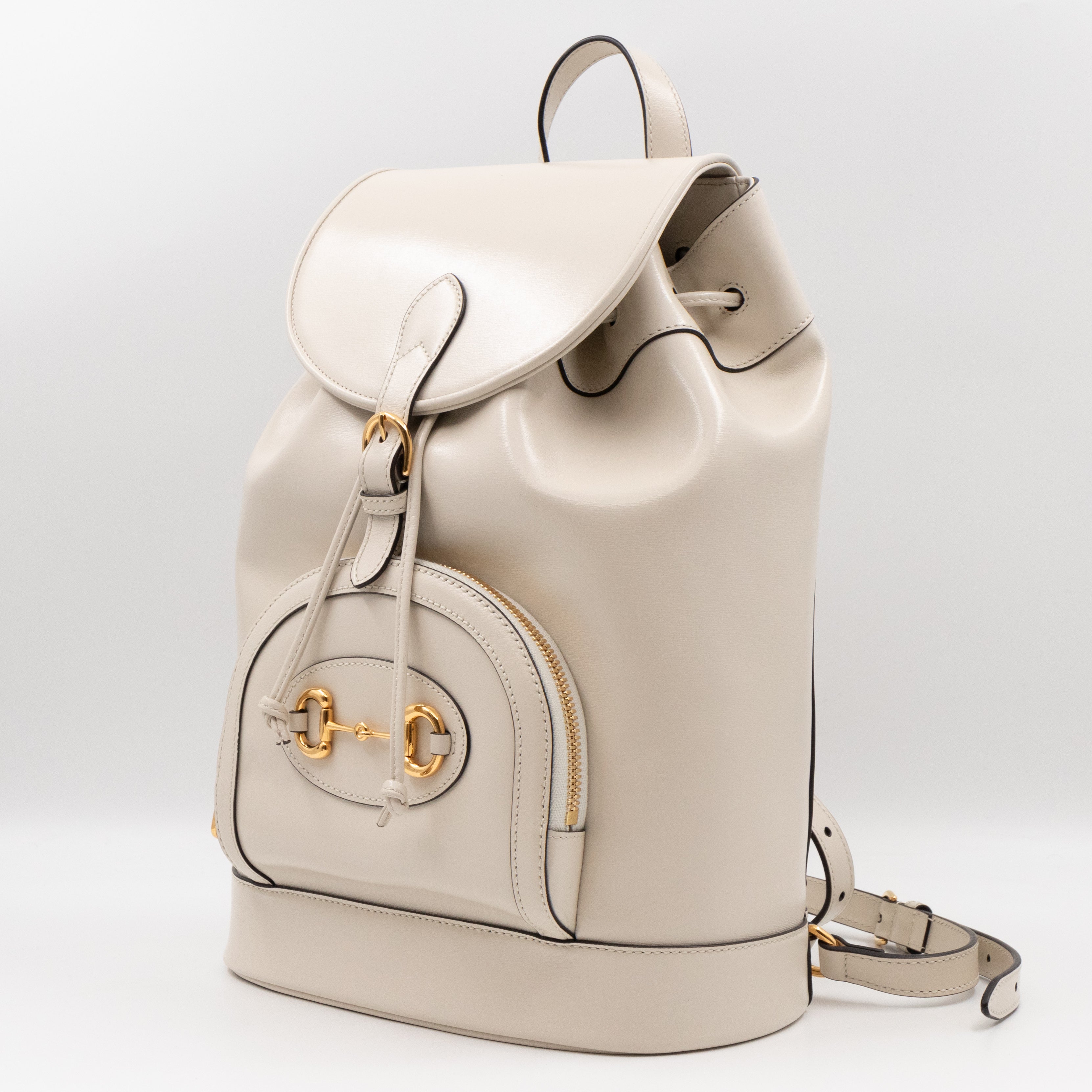 1955 Horsebit Backpack Cream Leather