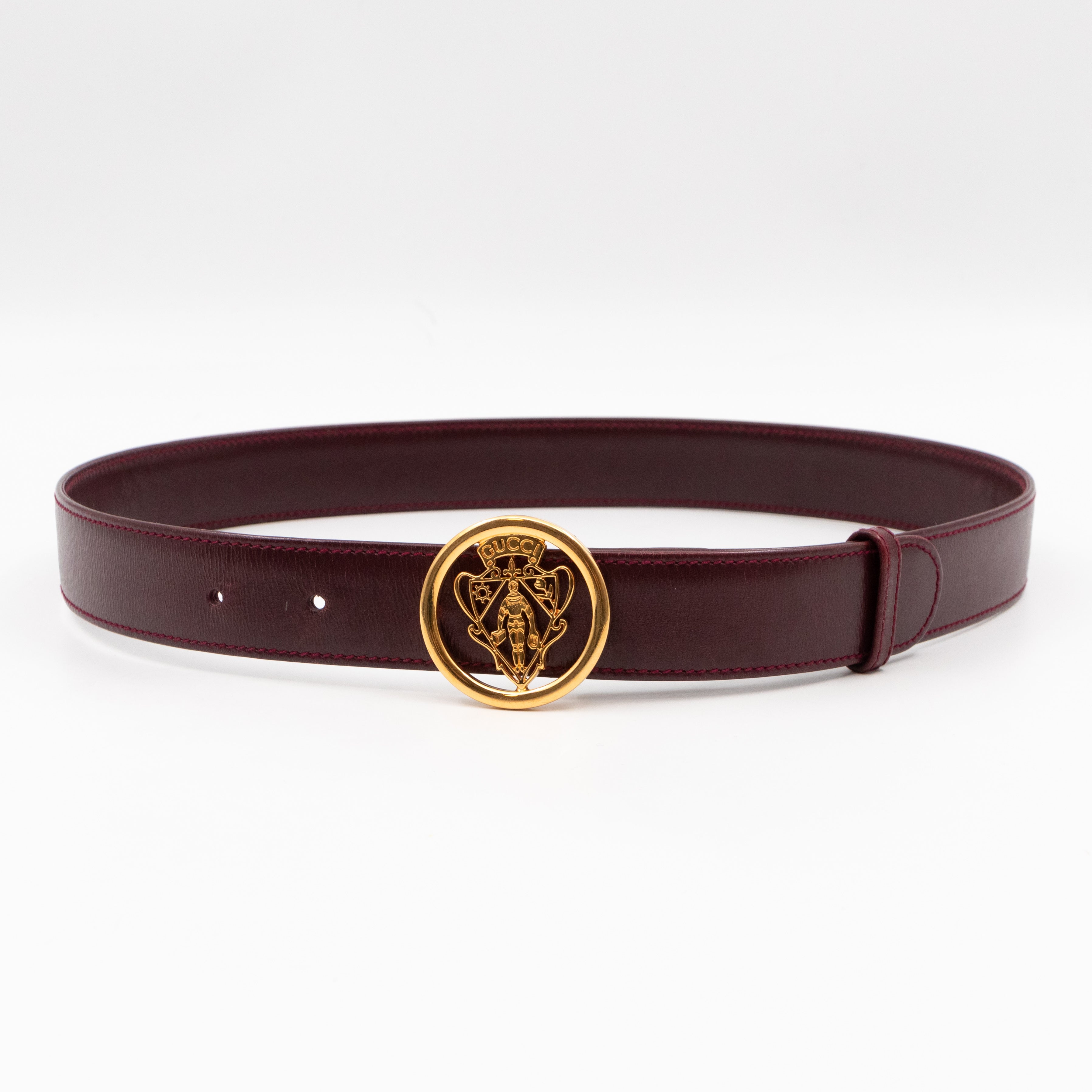 Vintage Crest Belt Burgundy Leather 70/28