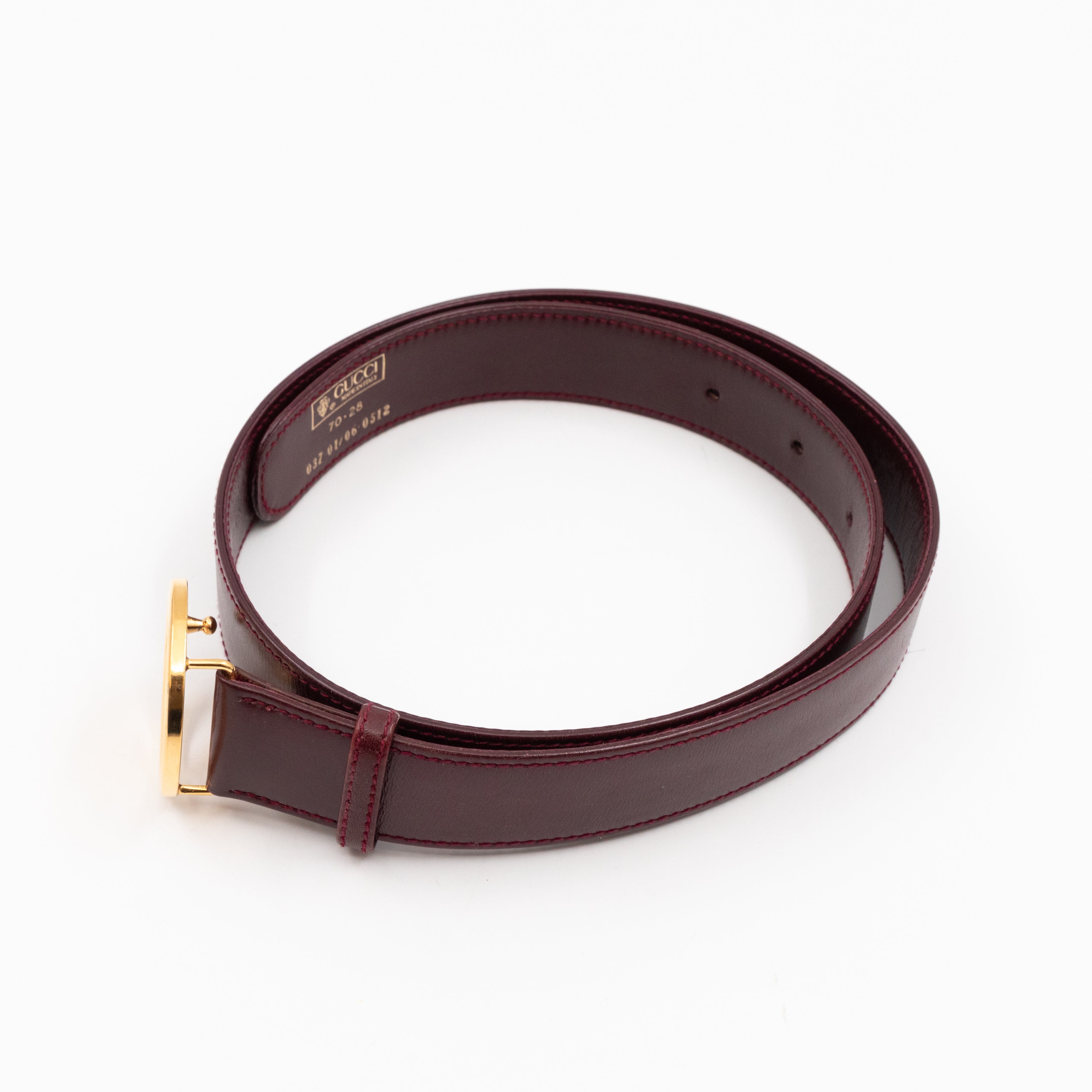 Vintage Crest Belt Burgundy Leather 70/28