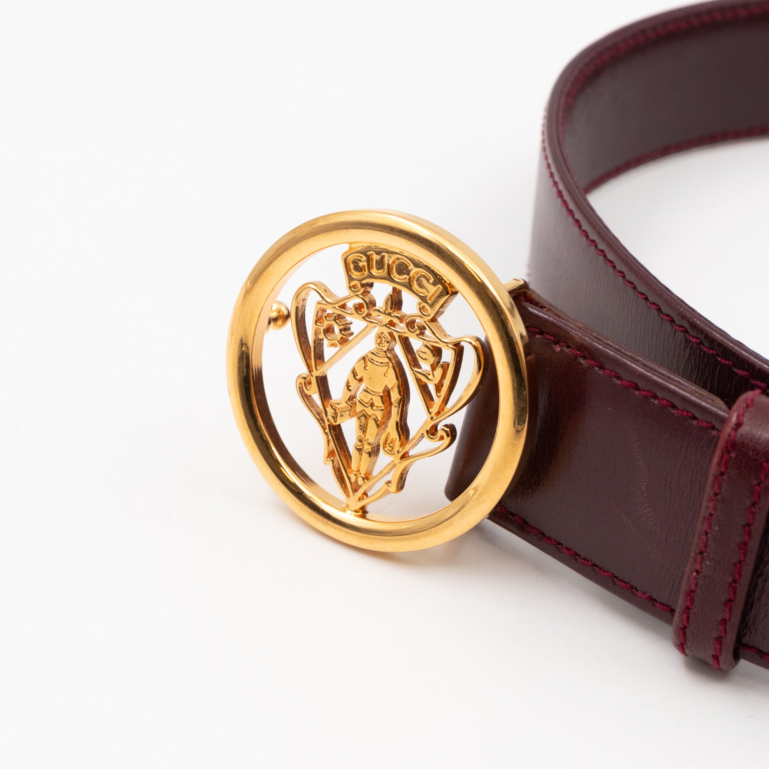Vintage Crest Belt Burgundy Leather 70/28