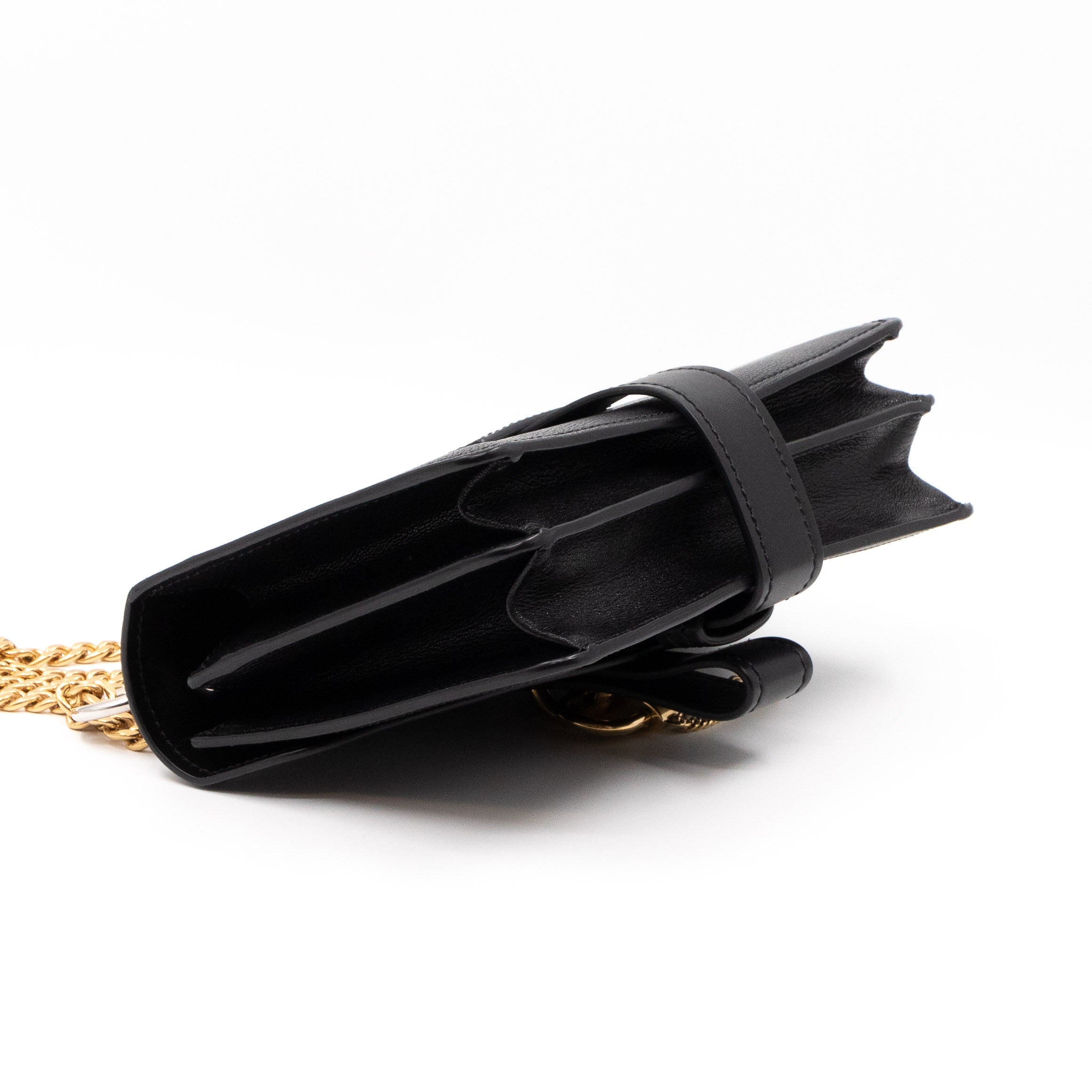 Aby Chain Shoulder Bag Black Leather