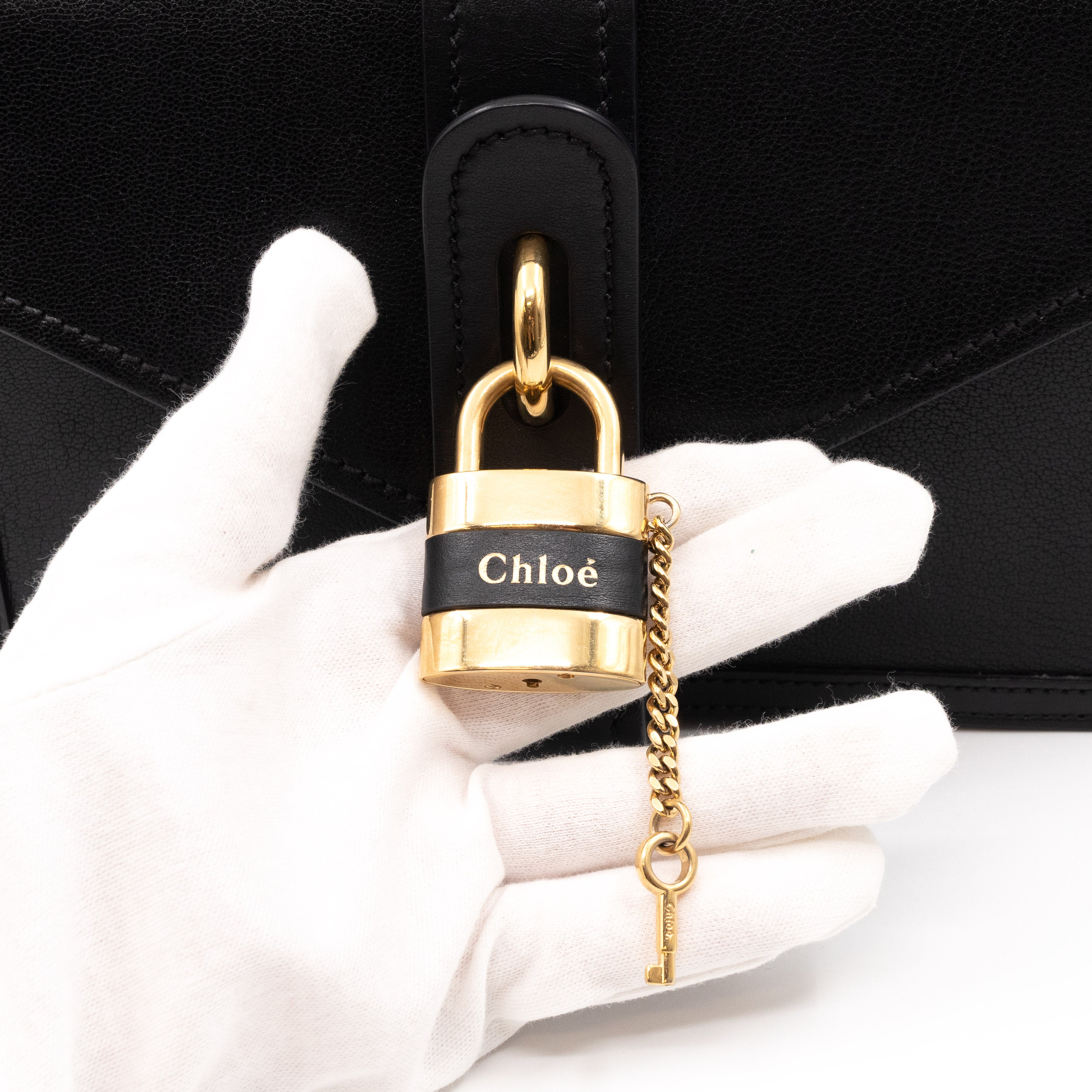 Aby Chain Shoulder Bag Black Leather
