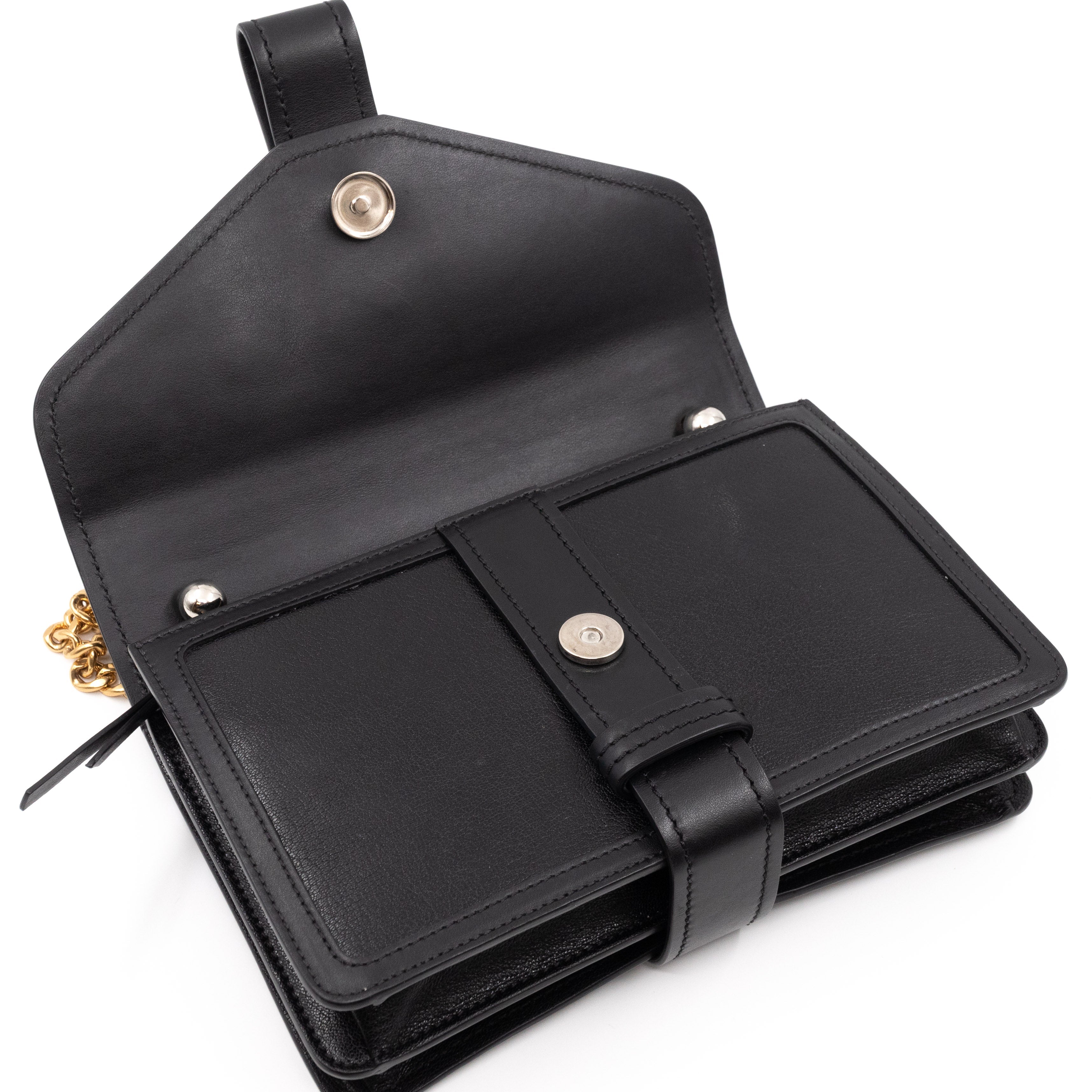 Aby Chain Shoulder Bag Black Leather