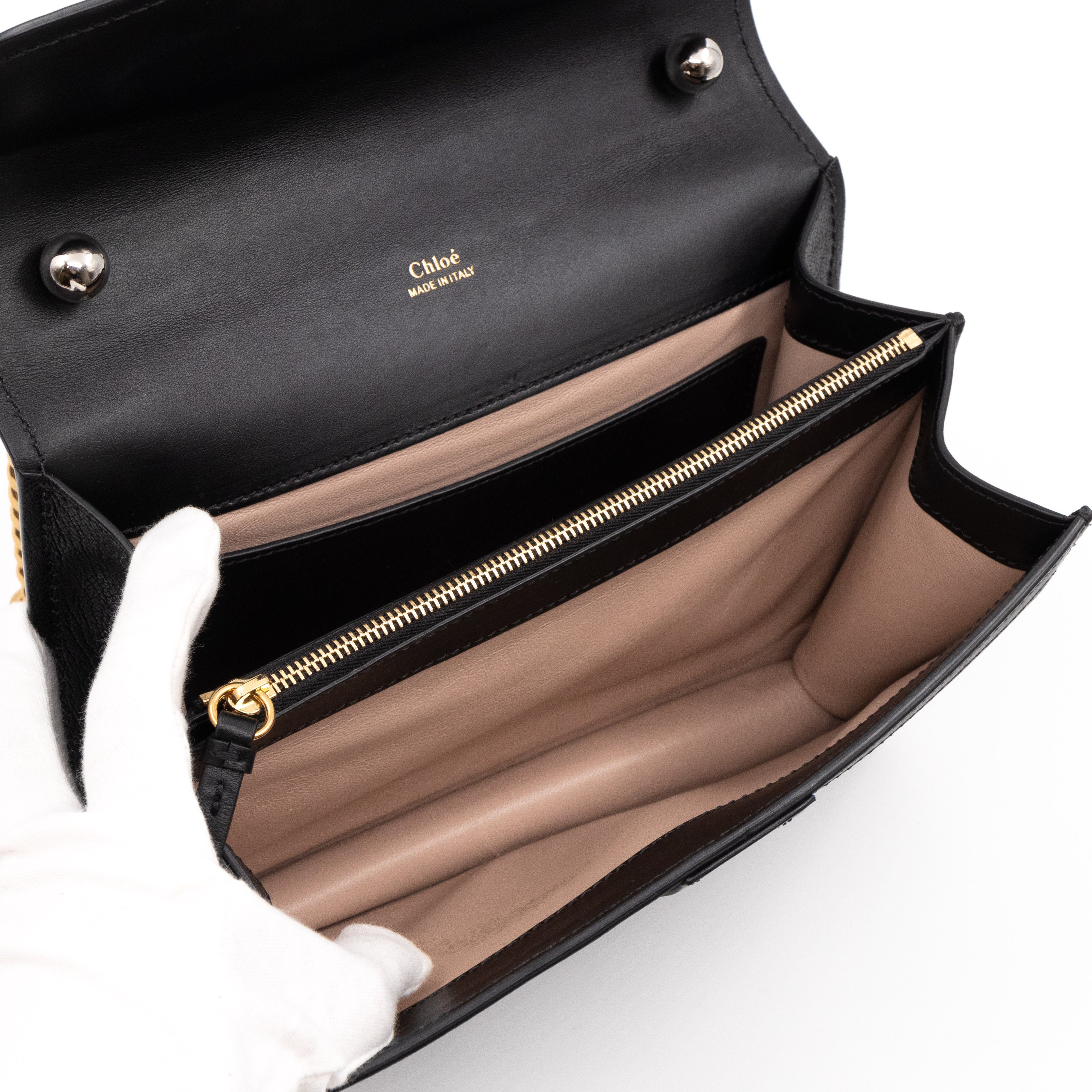 Aby Chain Shoulder Bag Black Leather