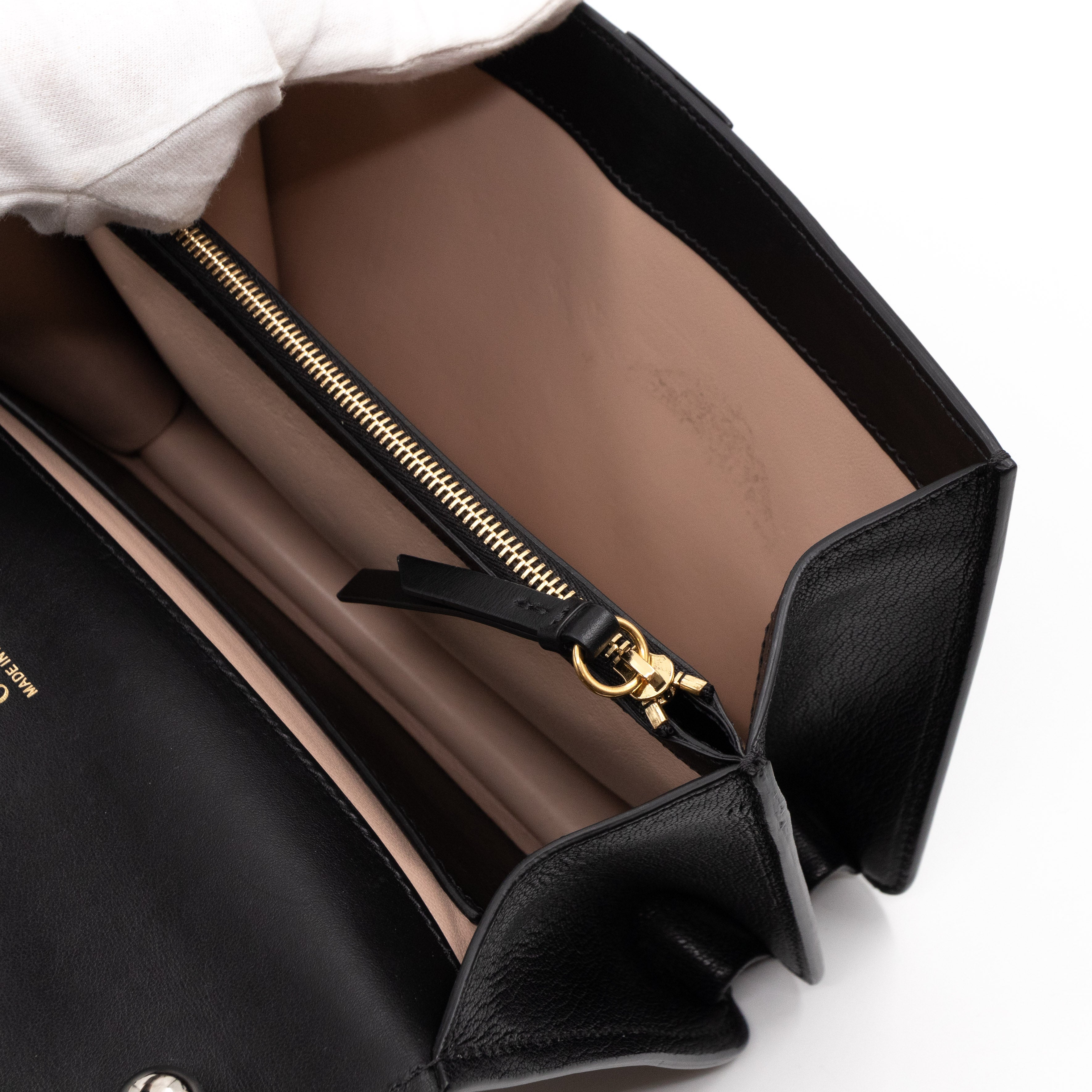 Aby Chain Shoulder Bag Black Leather