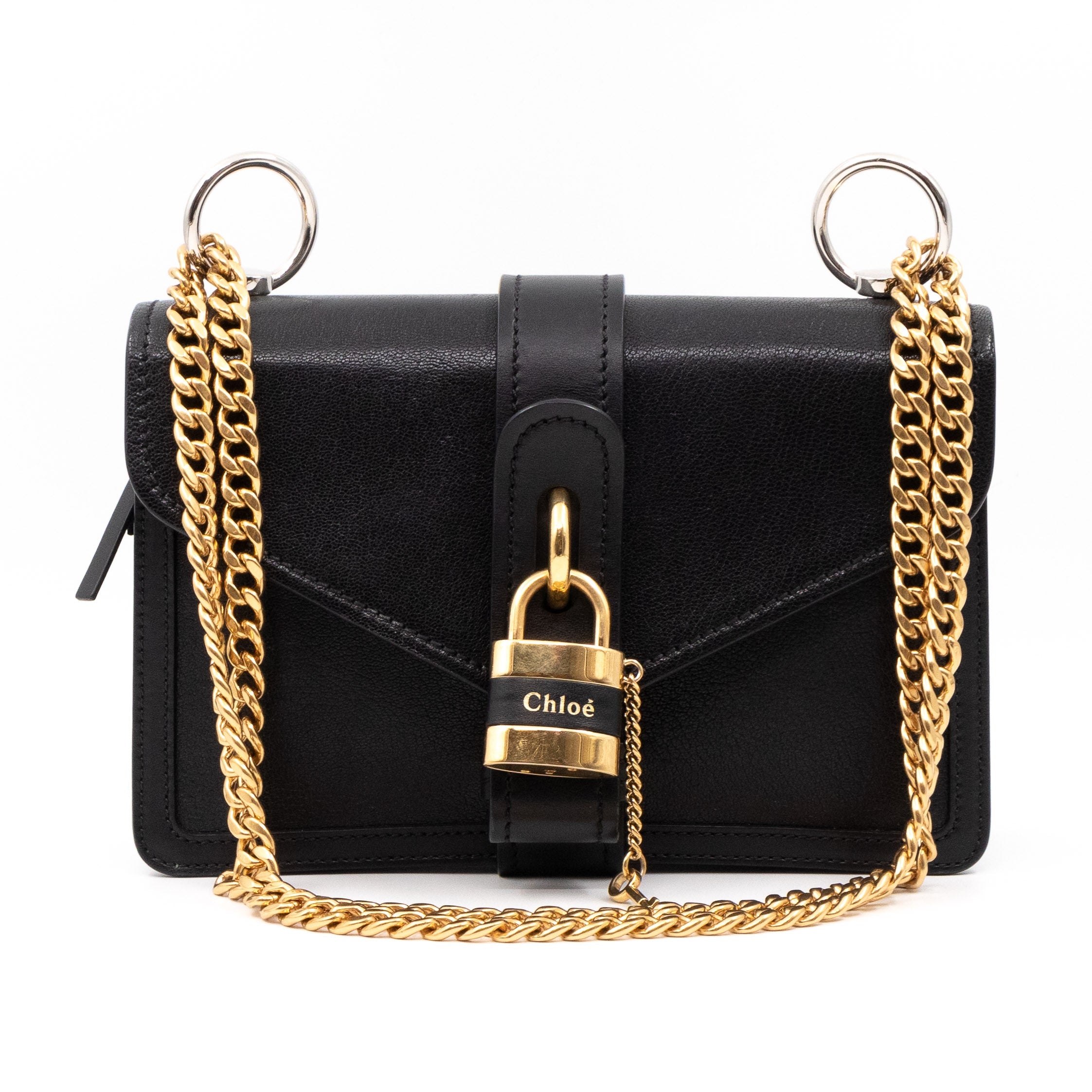 Aby Chain Shoulder Bag Black Leather