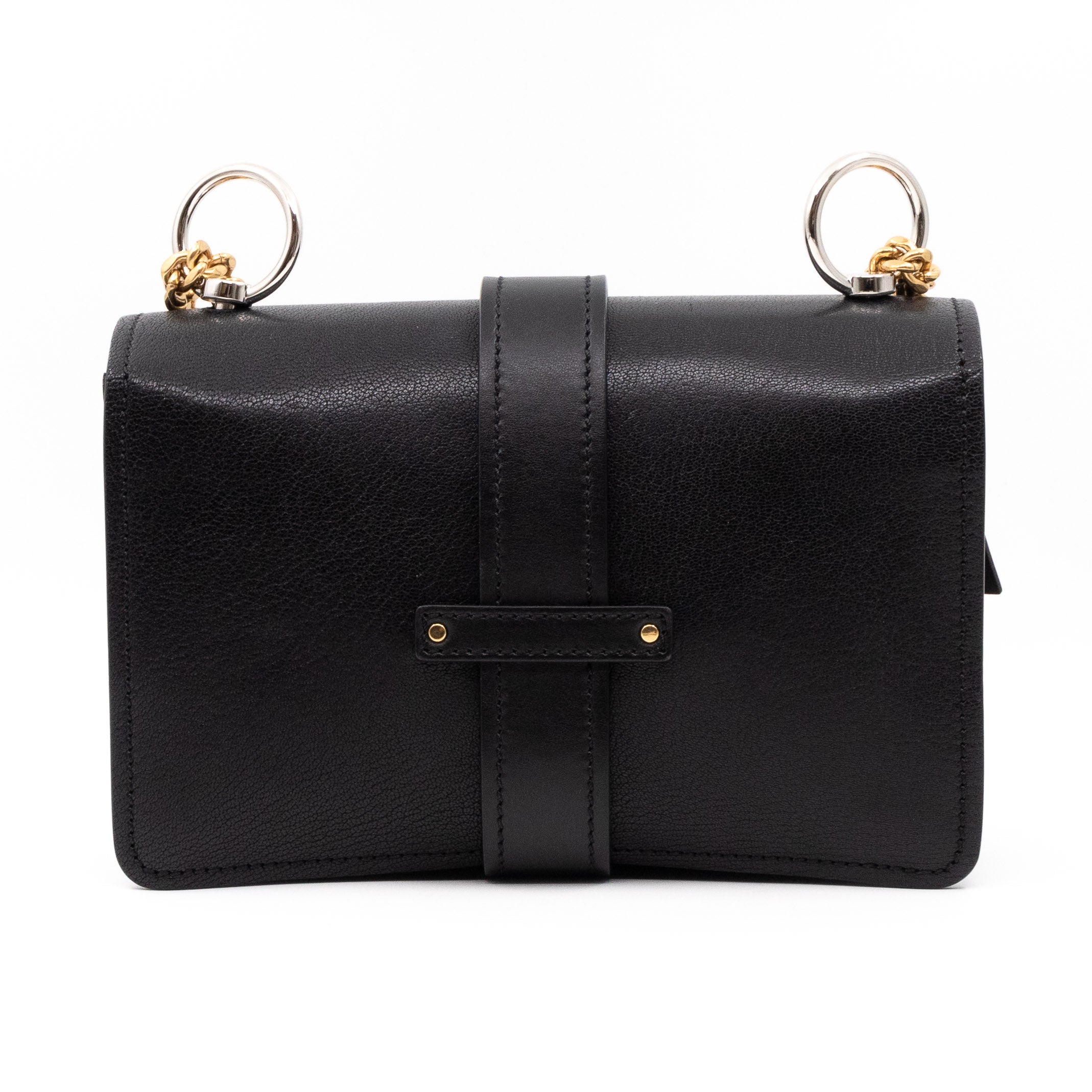 Aby Chain Shoulder Bag Black Leather