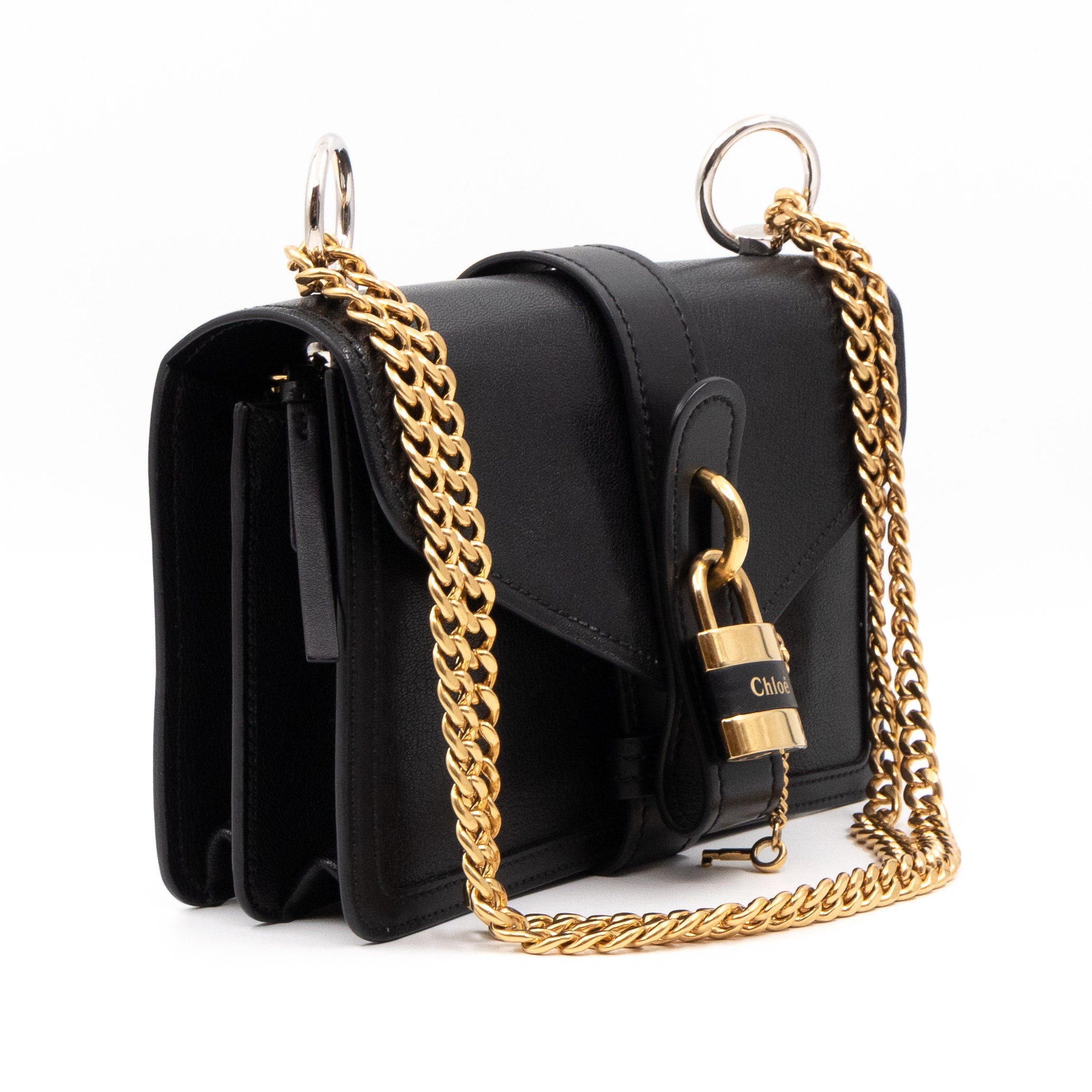Aby Chain Shoulder Bag Black Leather