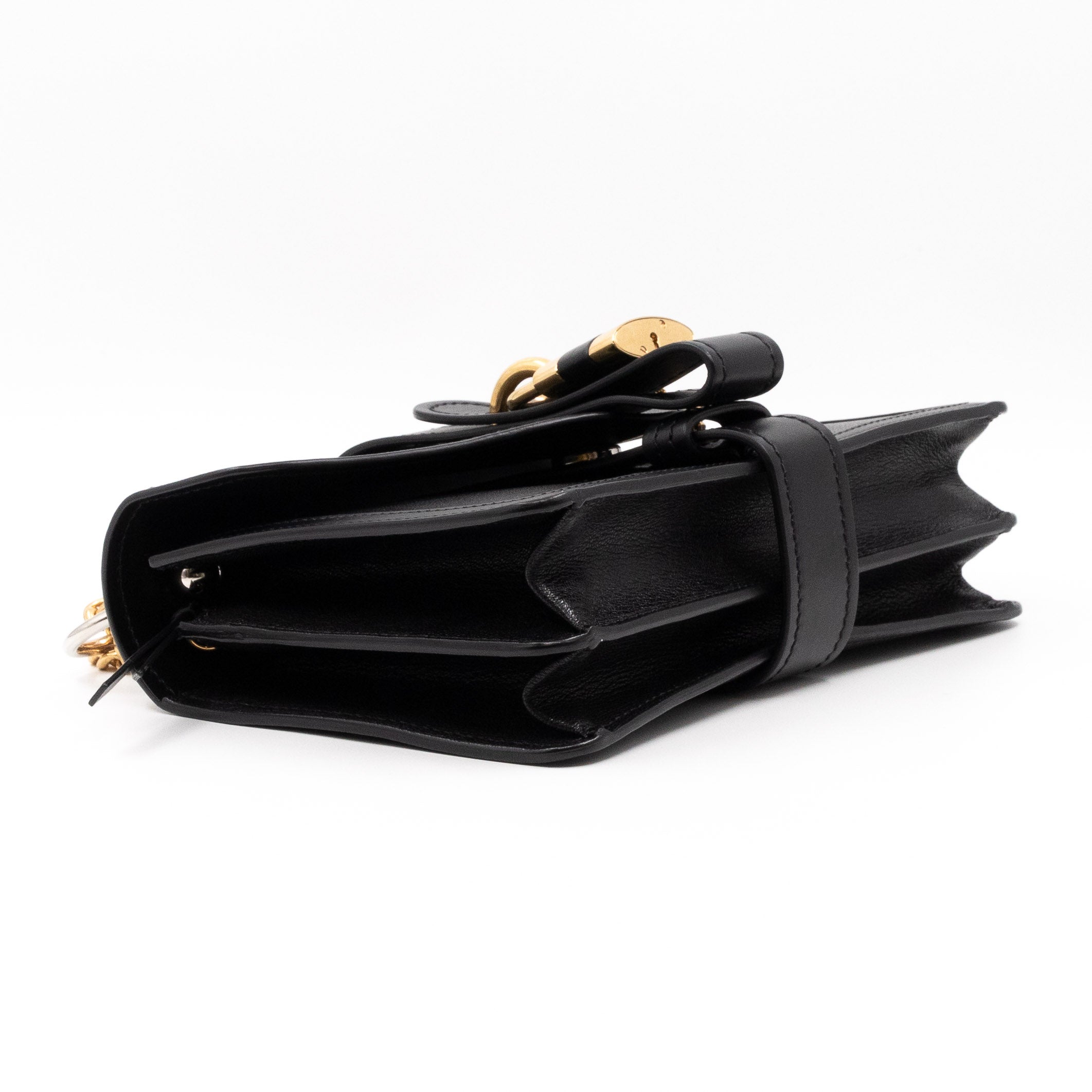 Aby Chain Shoulder Bag Black Leather