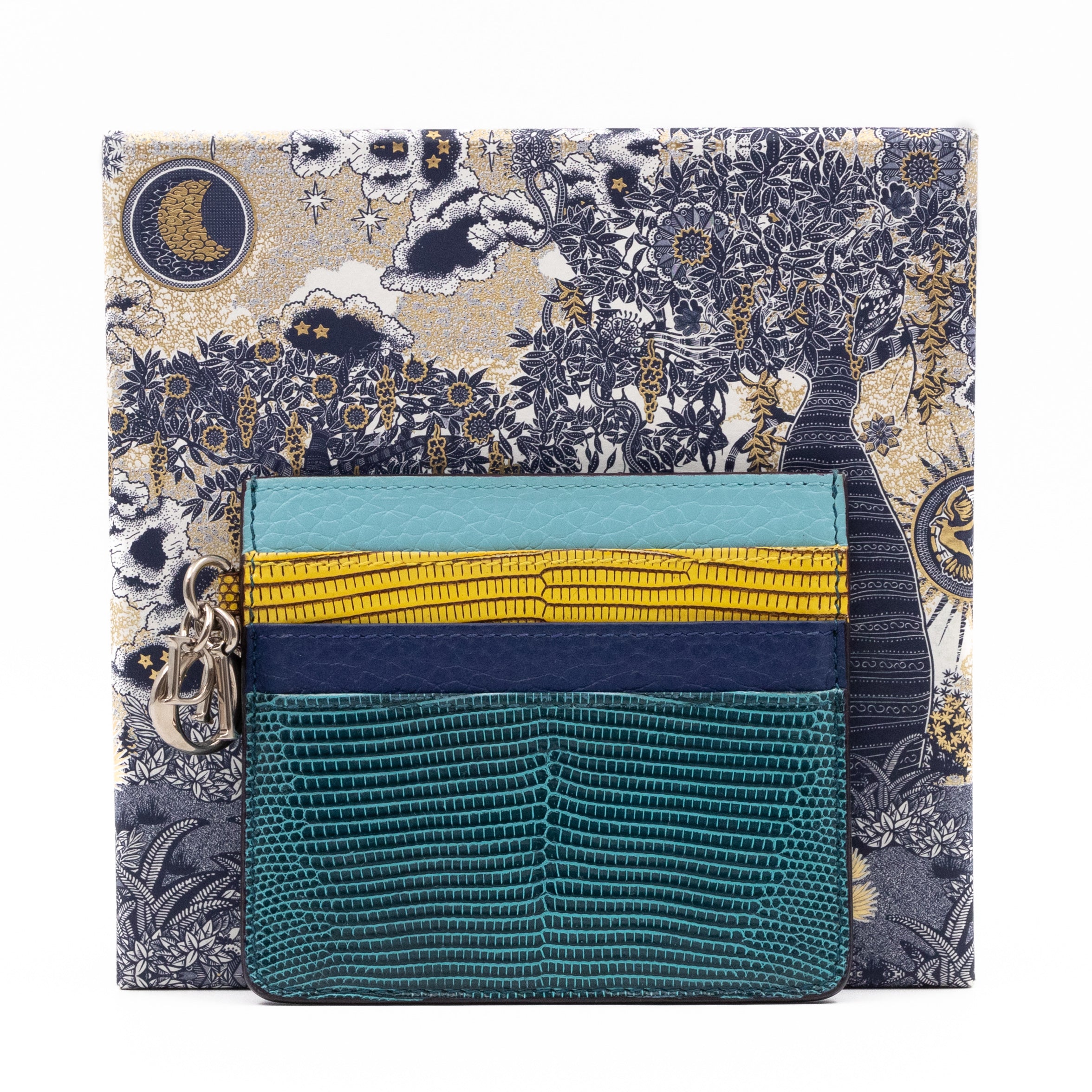 Lady Dior Card Holder Multicolor Embossed Leather