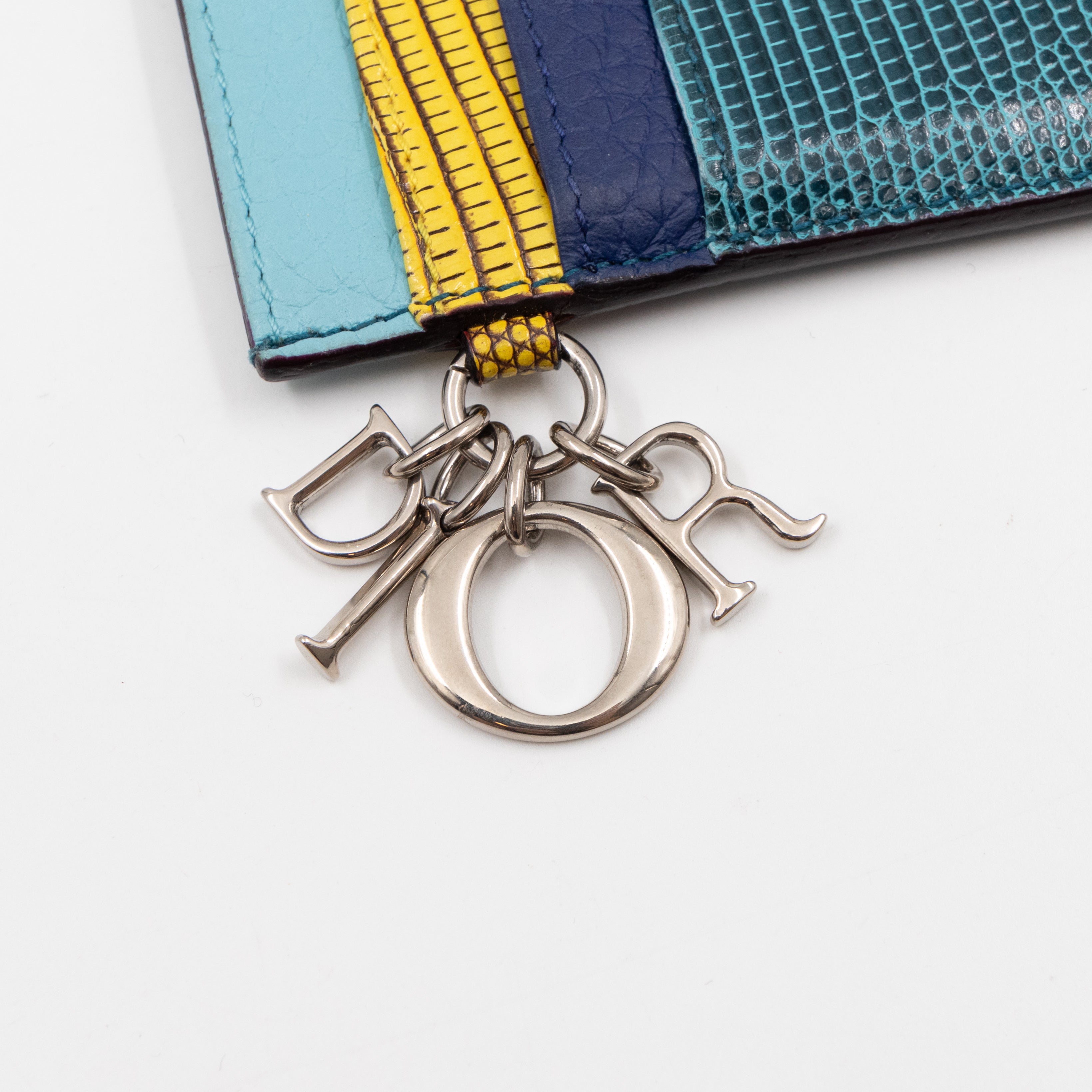 Lady Dior Card Holder Multicolor Embossed Leather