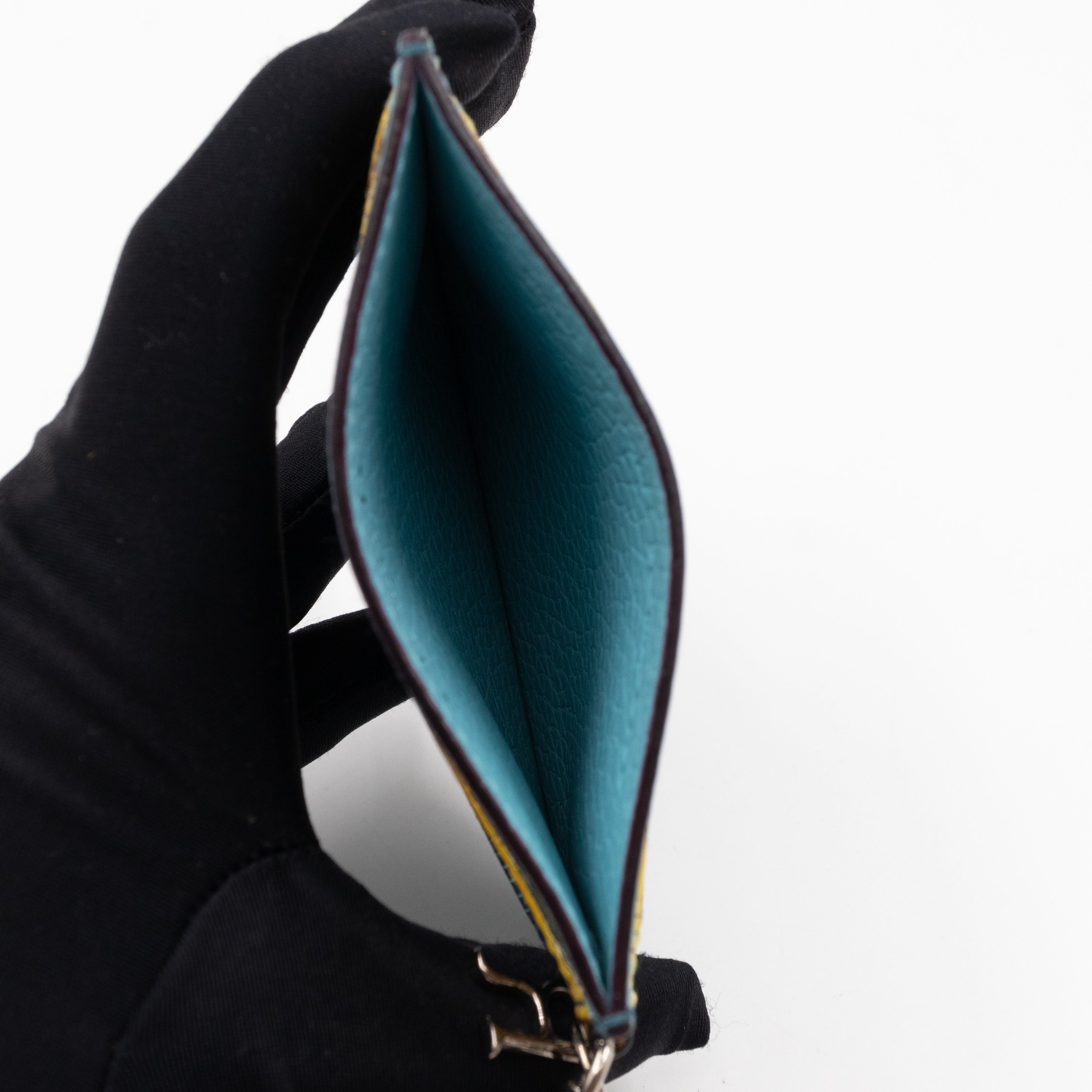 Lady Dior Card Holder Multicolor Embossed Leather