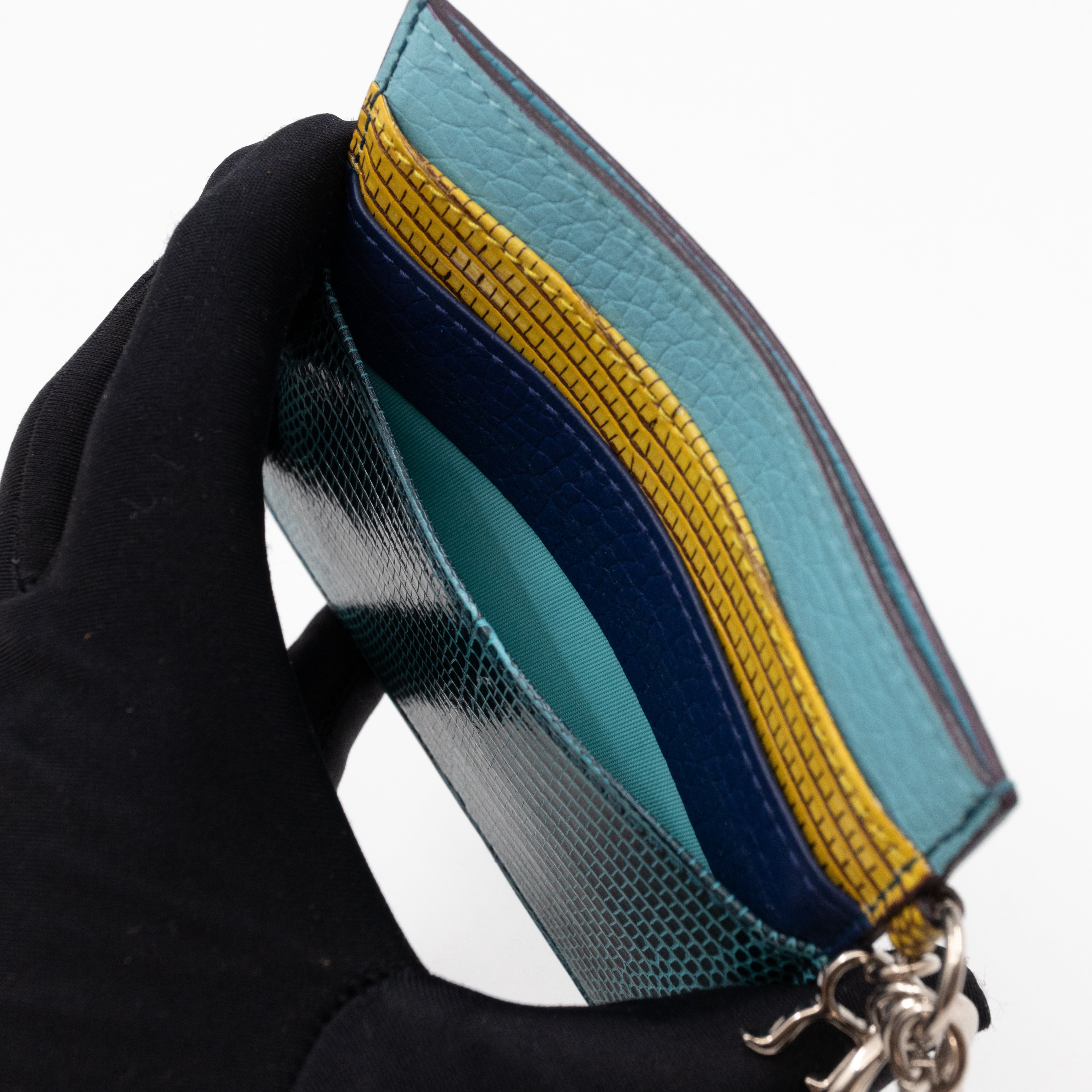 Lady Dior Card Holder Multicolor Embossed Leather