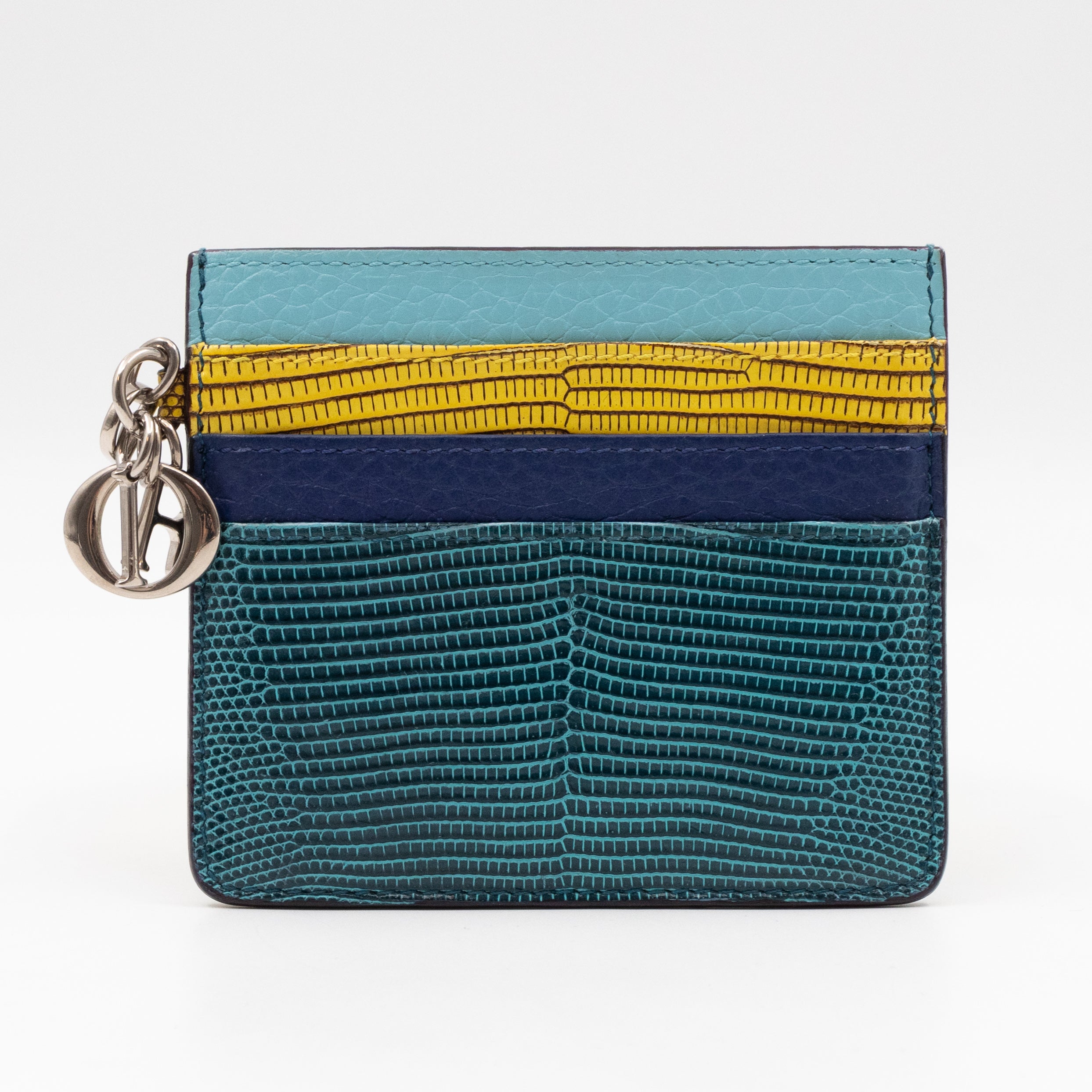 Lady Dior Card Holder Multicolor Embossed Leather