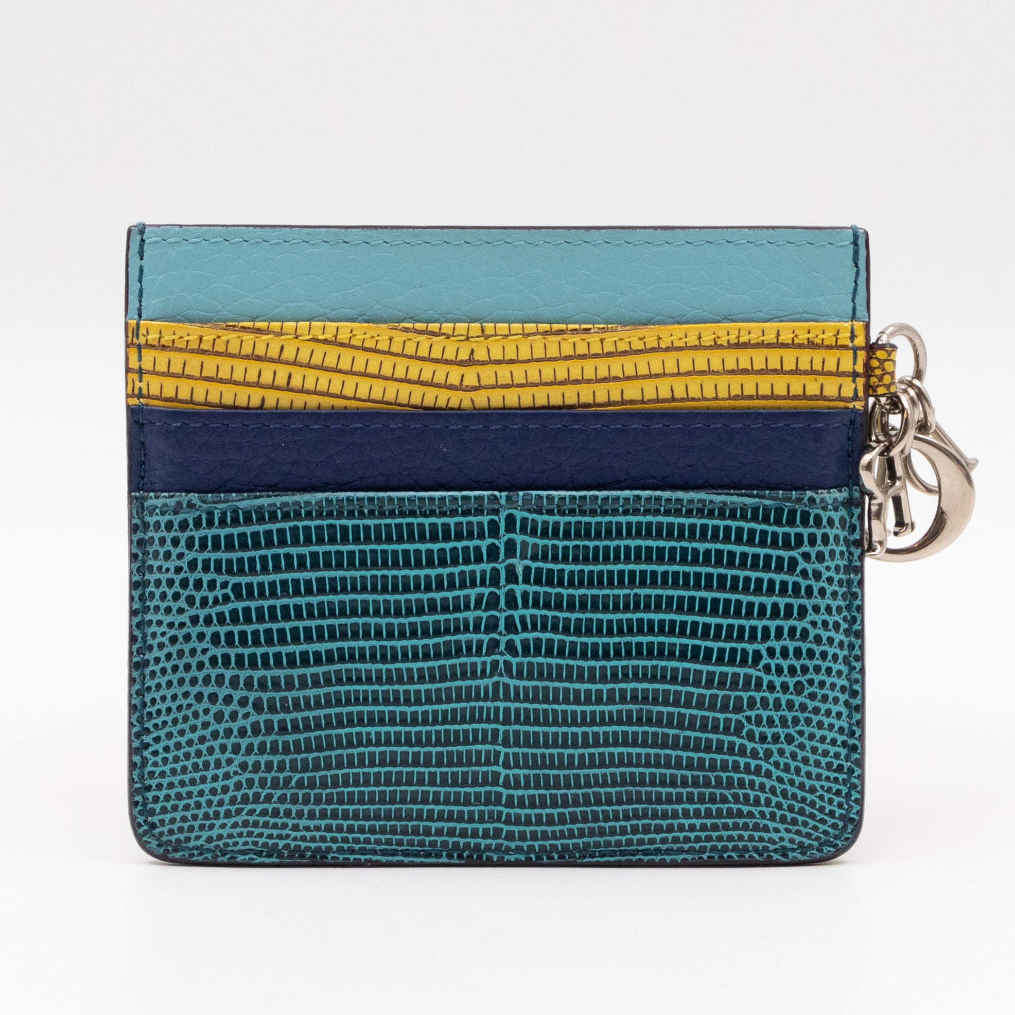 Lady Dior Card Holder Multicolor Embossed Leather