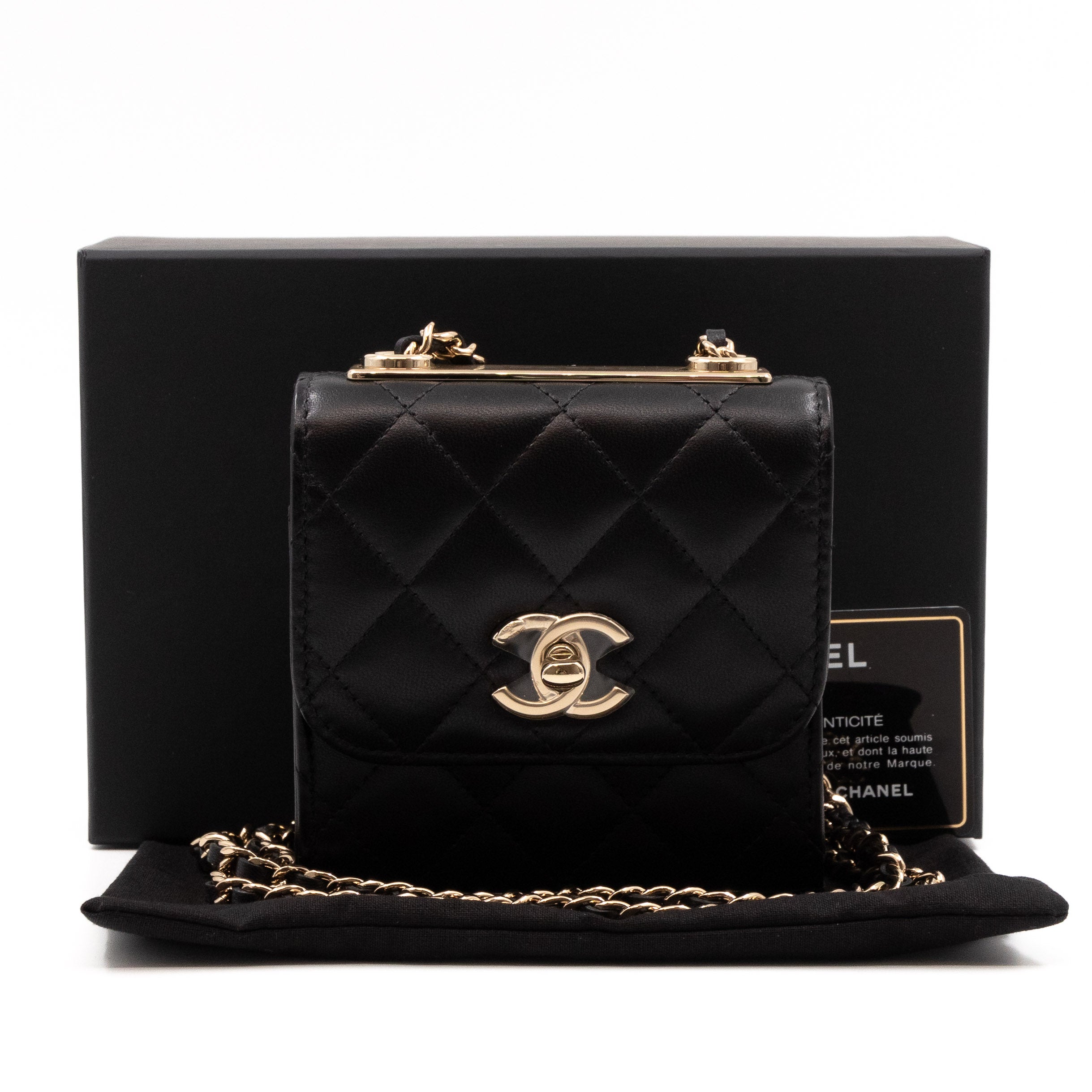Trendy CC Clutch With Chain Black Leather