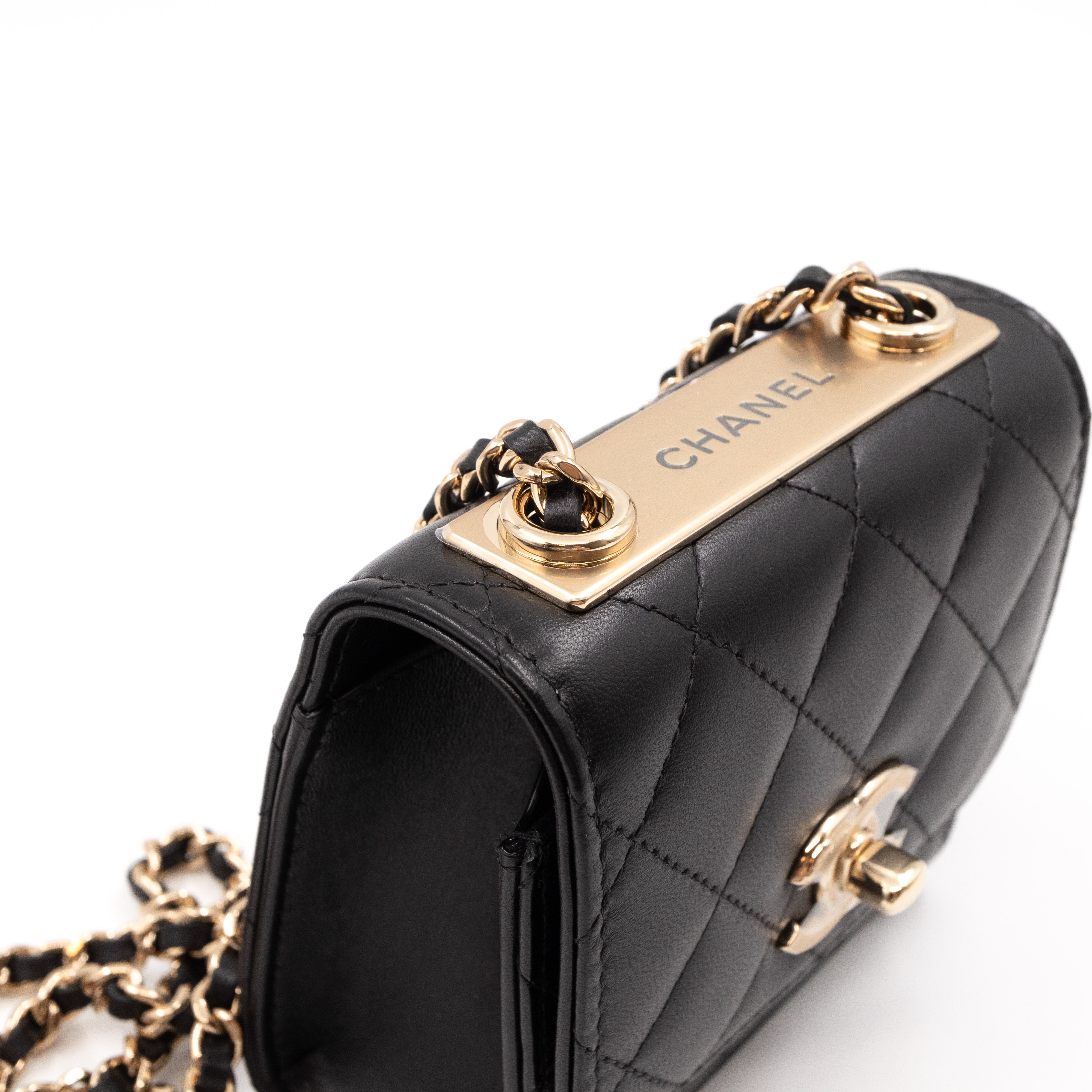 Trendy CC Clutch With Chain Black Leather