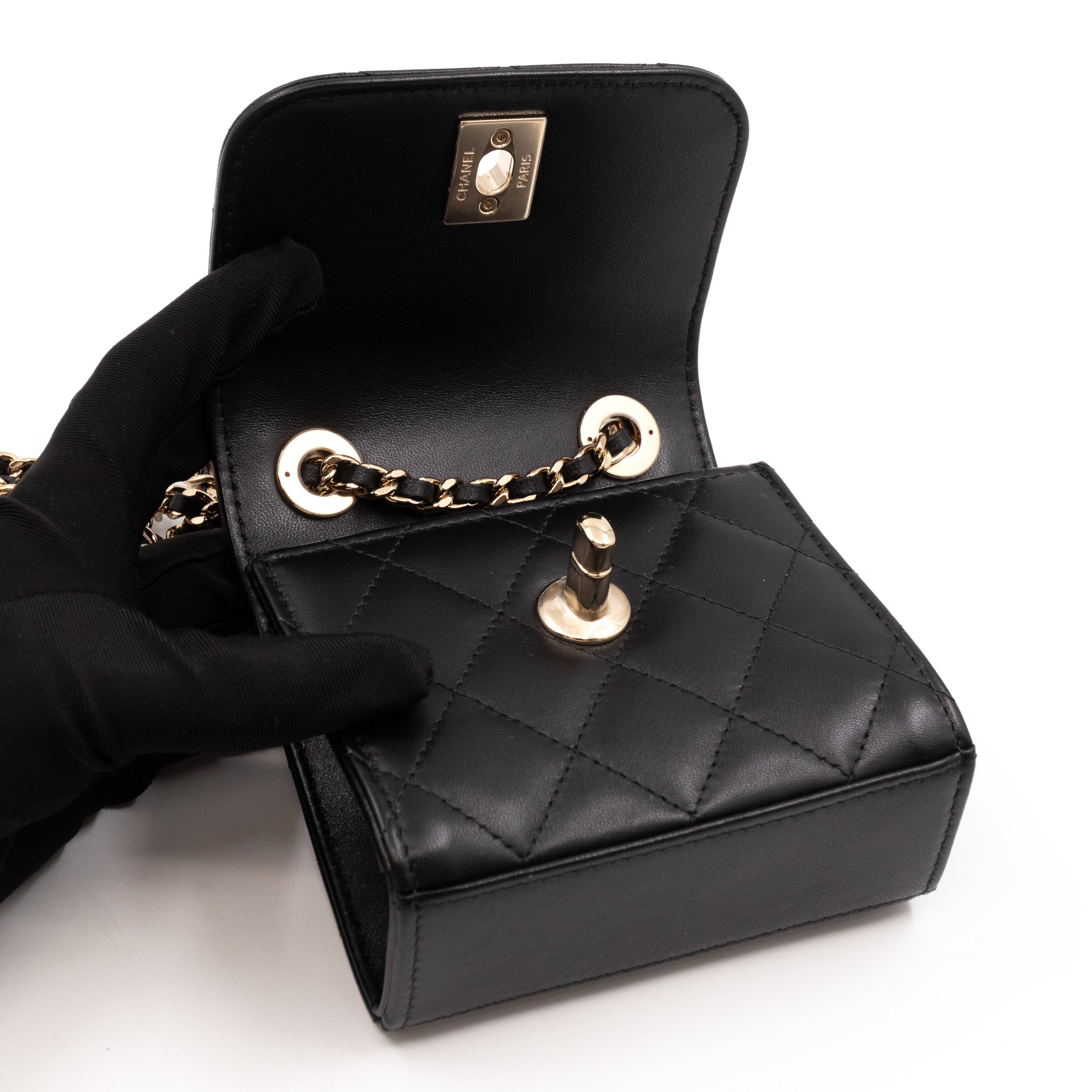 Trendy CC Clutch With Chain Black Leather
