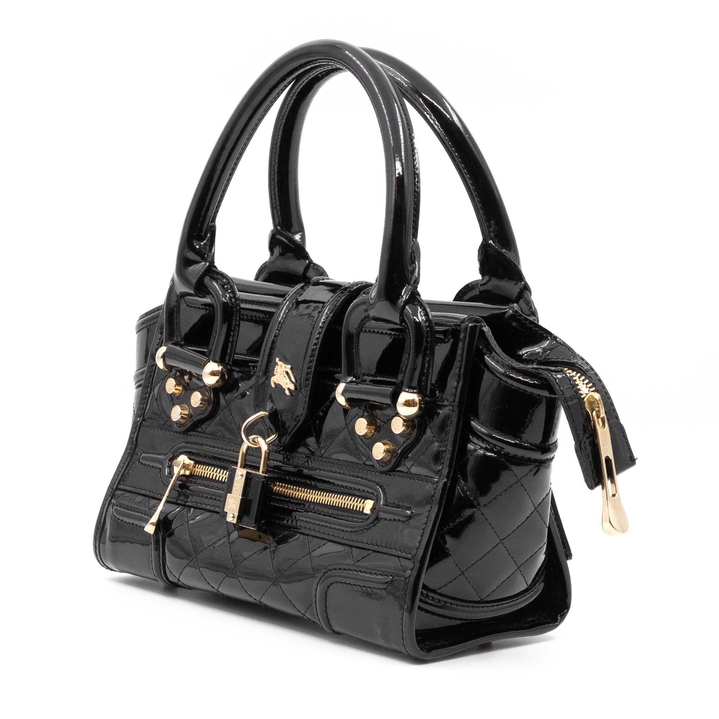 Mini Manor Bag Quilted Patent Leather Black