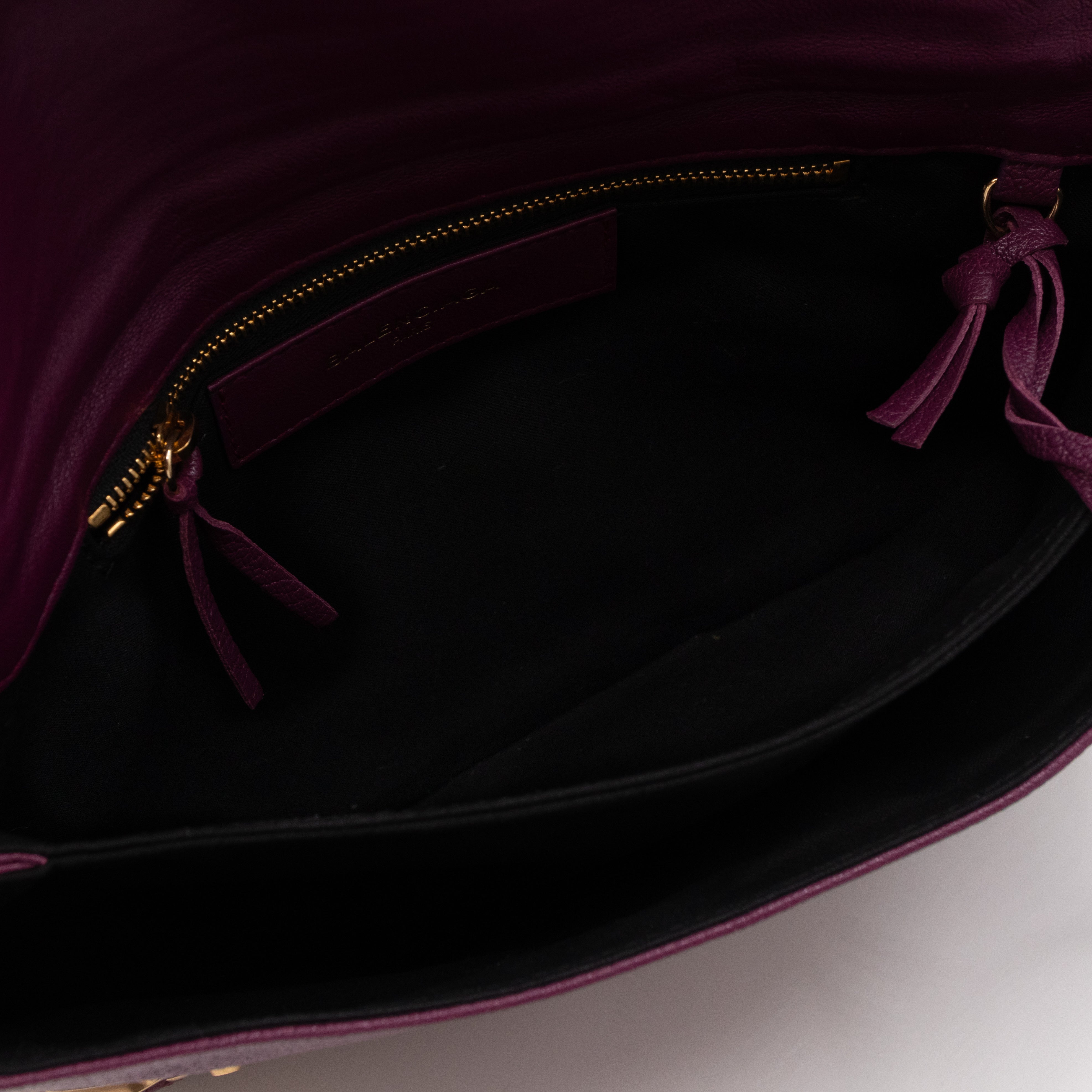 Metallic Edge Envelope Clutch Crossbody Purple Leather