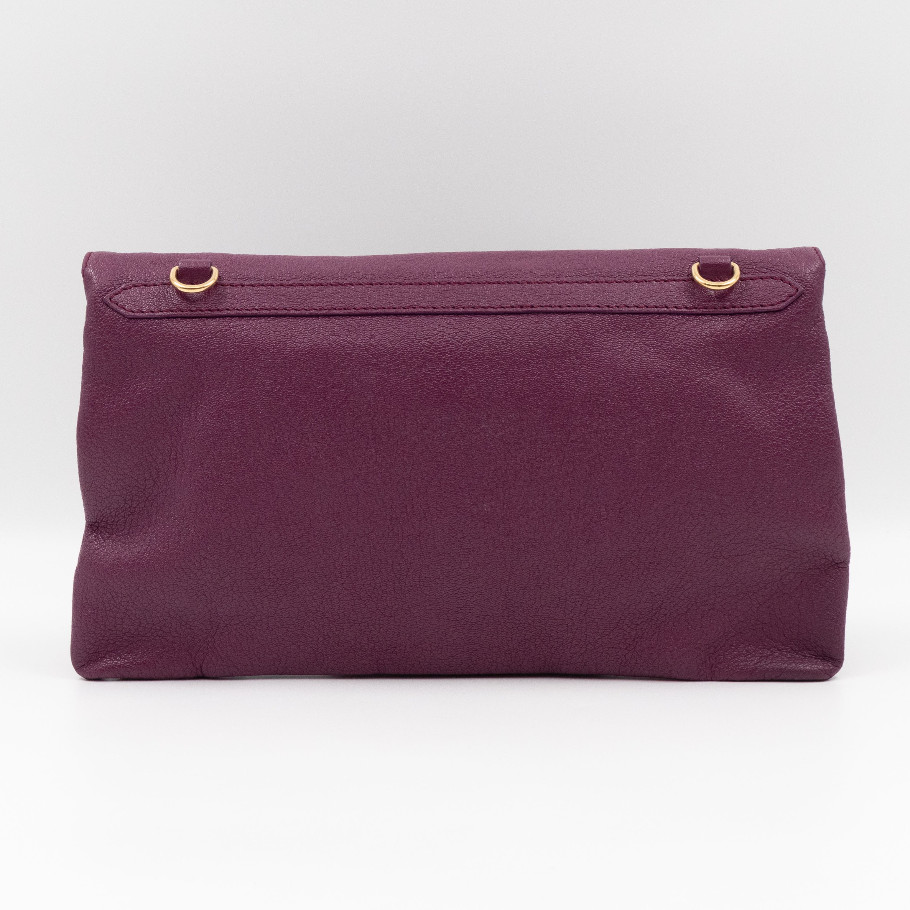 Metallic Edge Envelope Clutch Crossbody Purple Leather