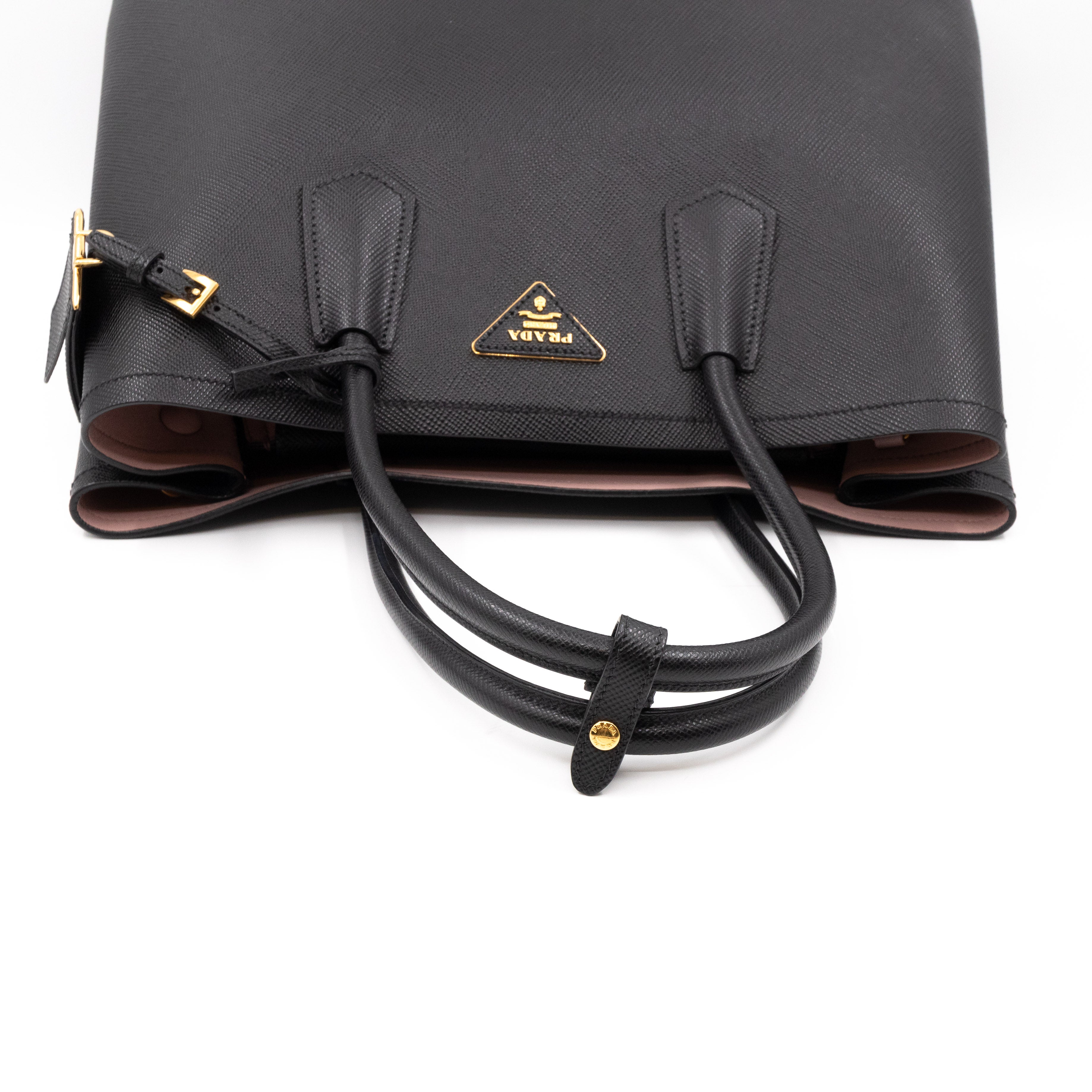 Double Bag Large Black Saffiano Leather