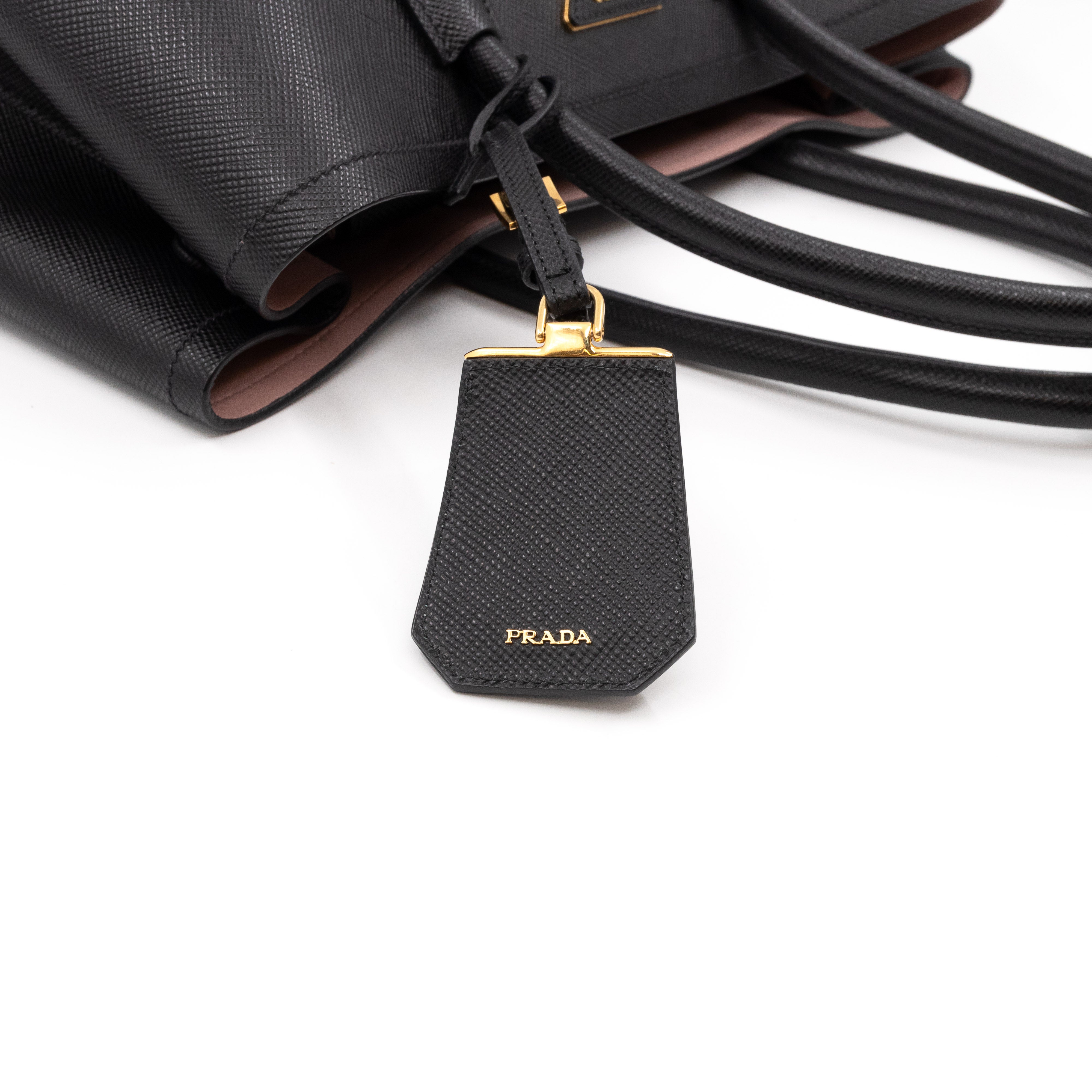 Double Bag Large Black Saffiano Leather