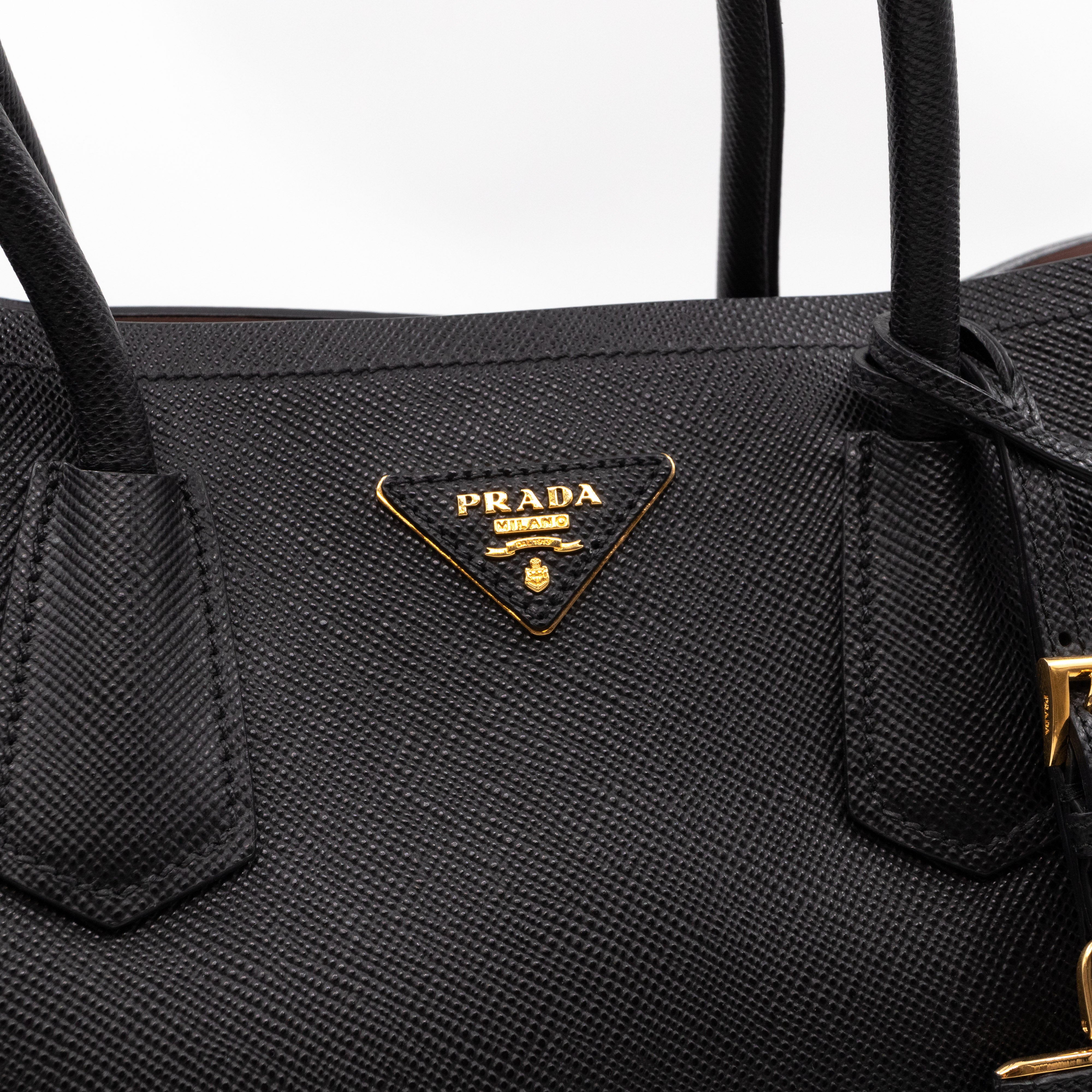 Double Bag Large Black Saffiano Leather