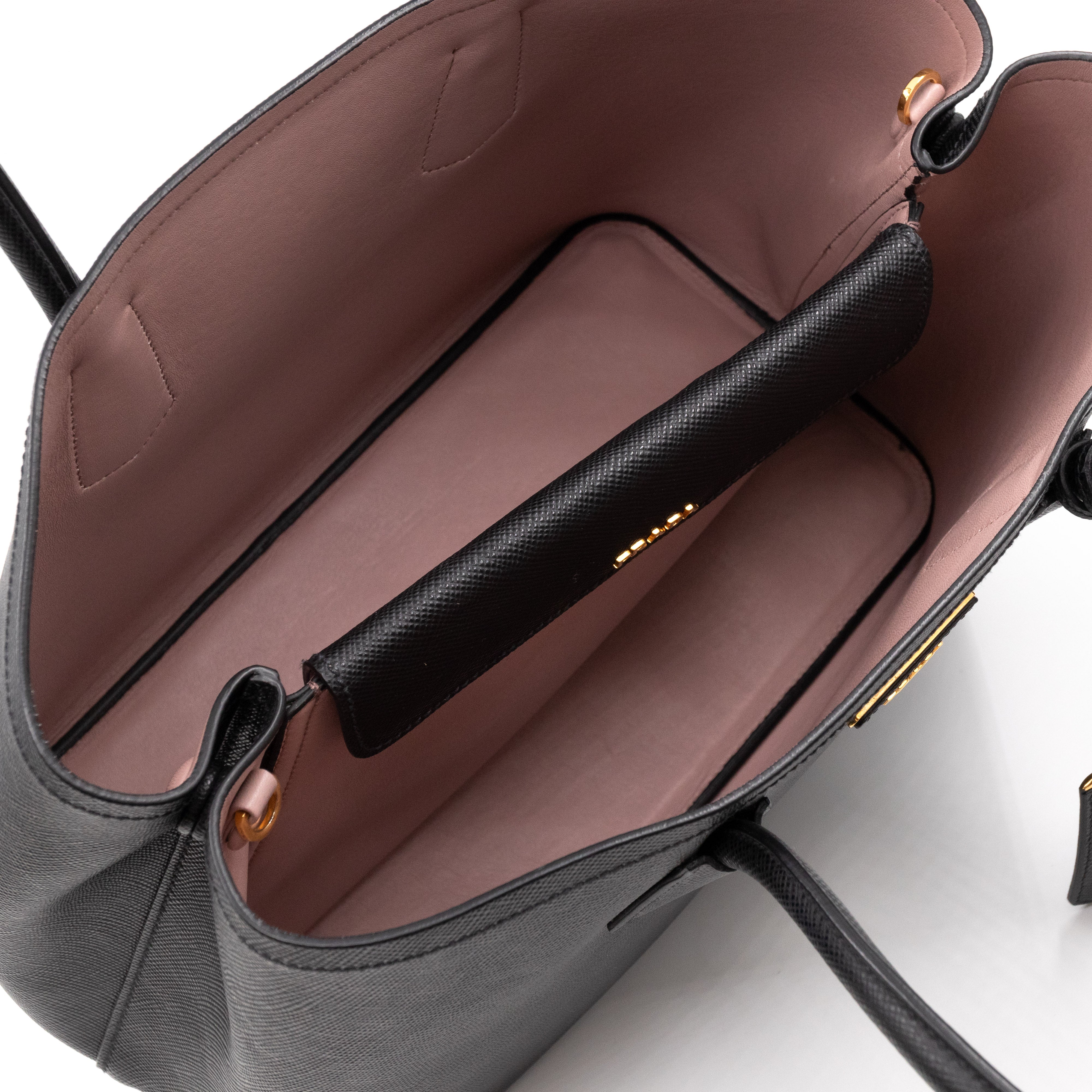 Double Bag Large Black Saffiano Leather