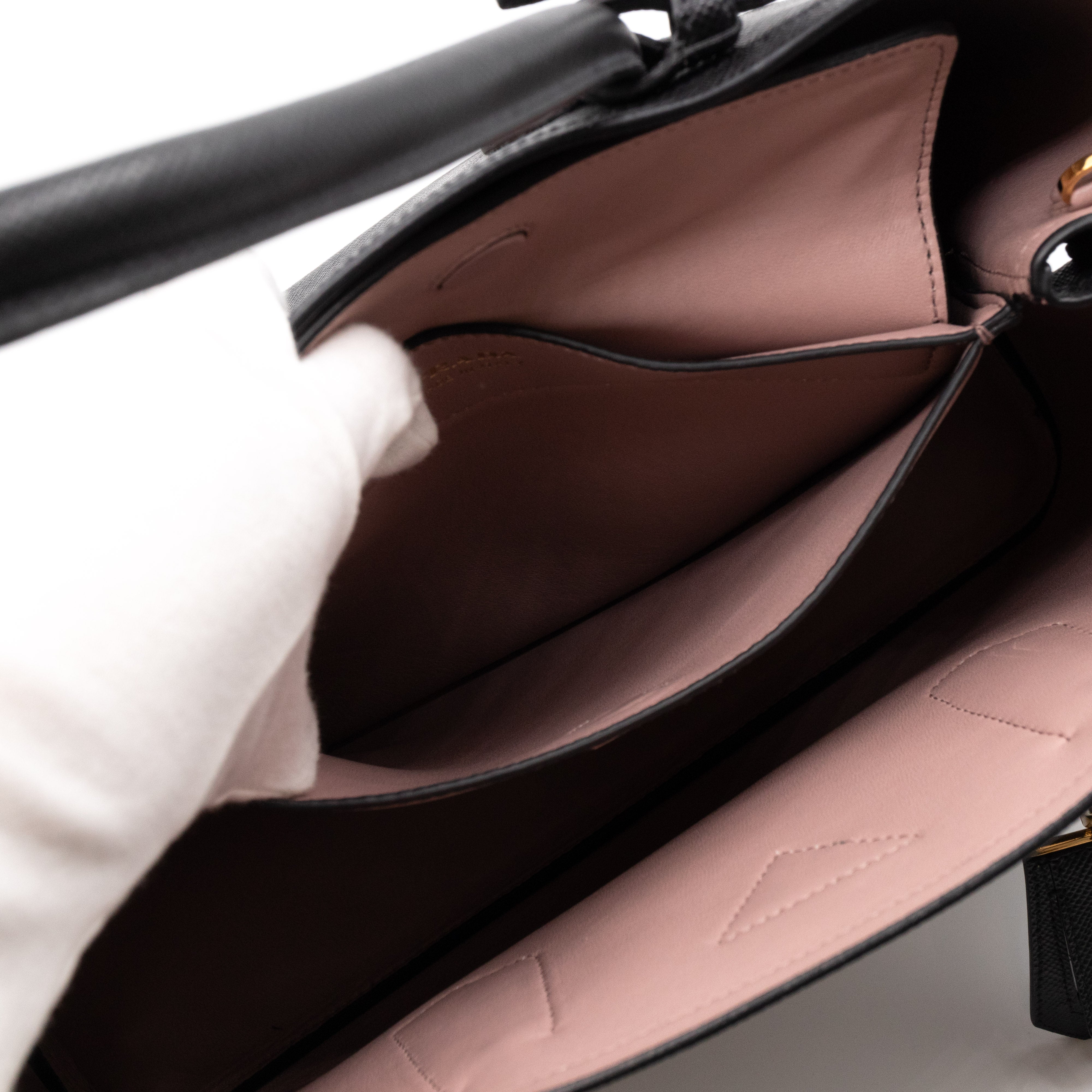 Double Bag Large Black Saffiano Leather