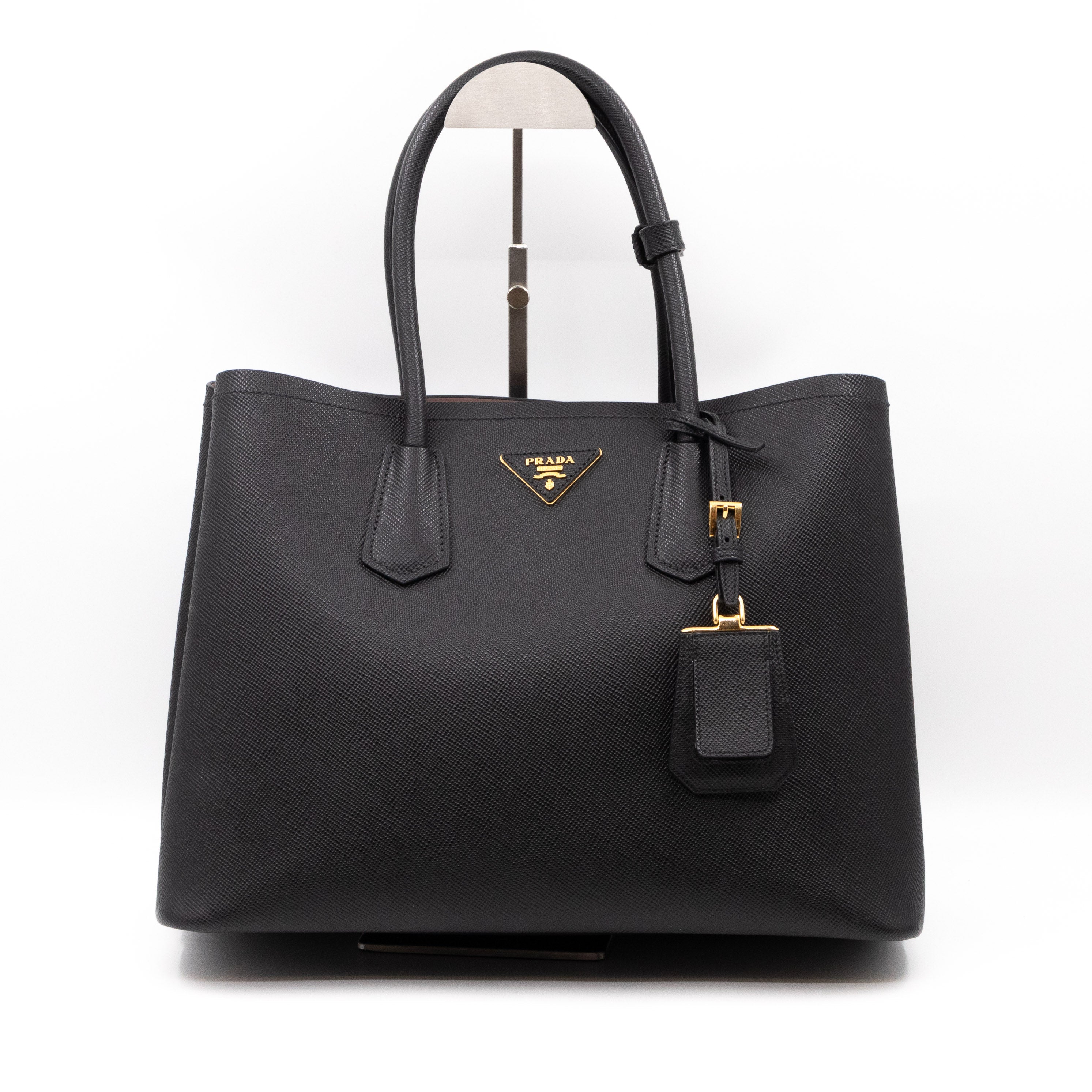 Double Bag Large Black Saffiano Leather