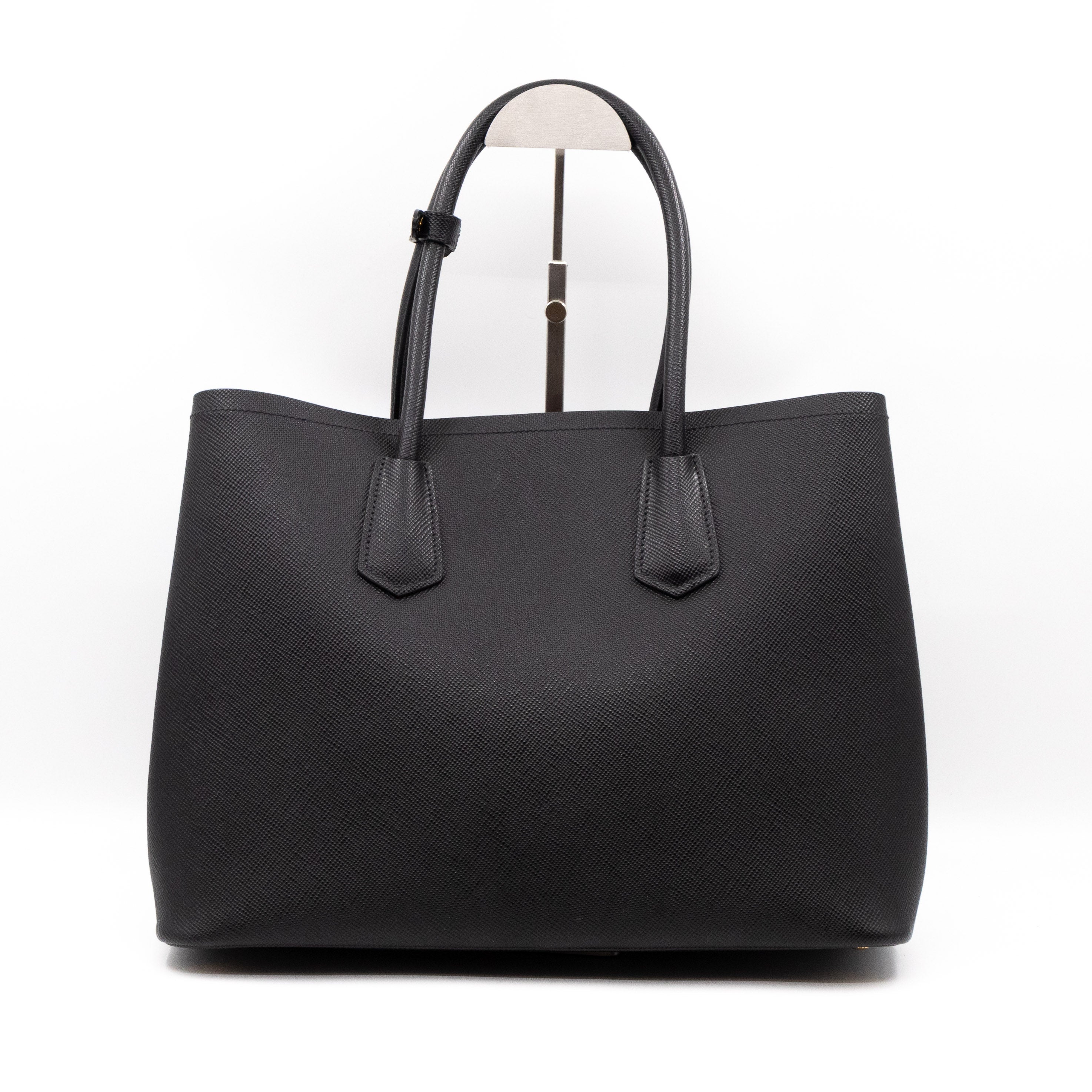 Double Bag Large Black Saffiano Leather