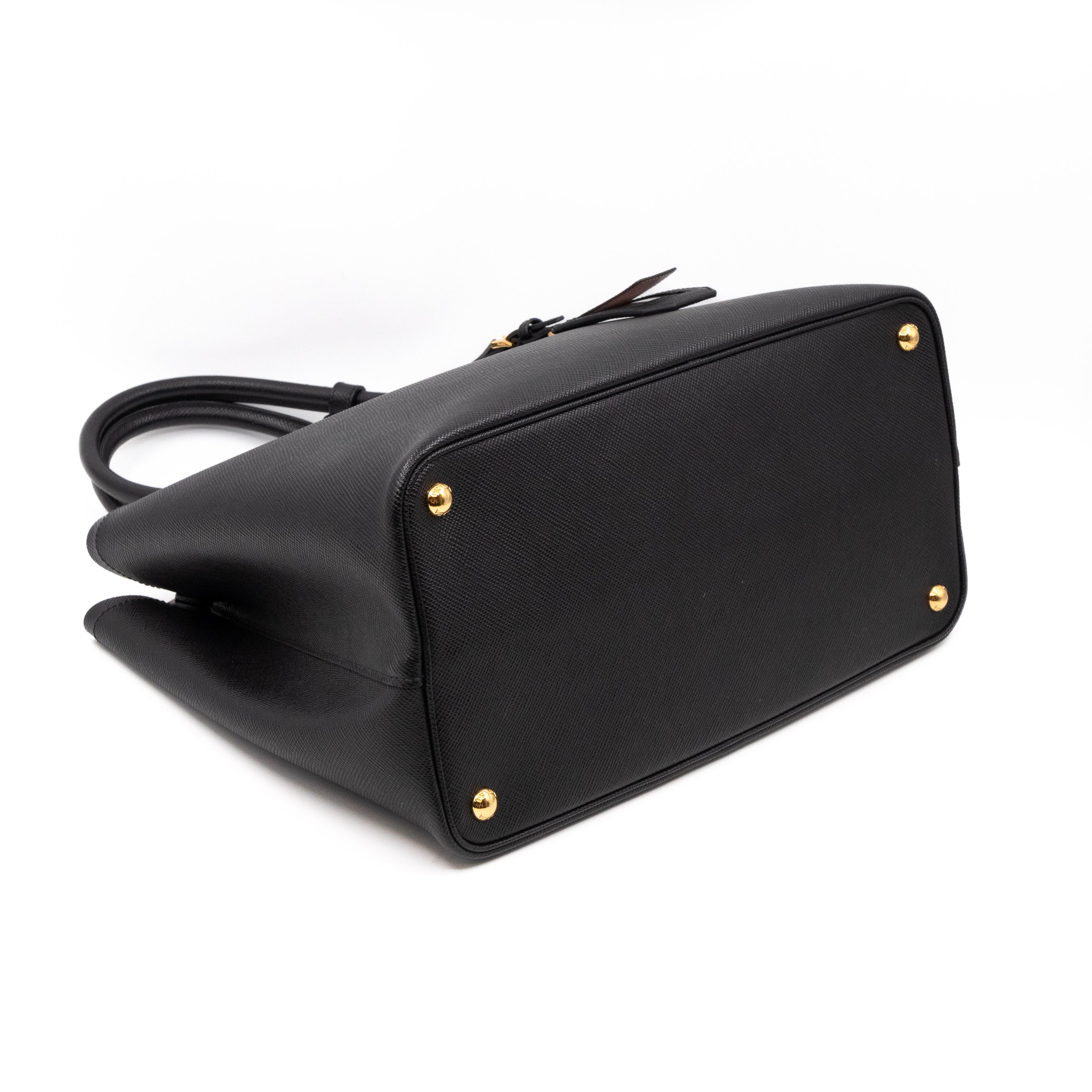 Double Bag Large Black Saffiano Leather