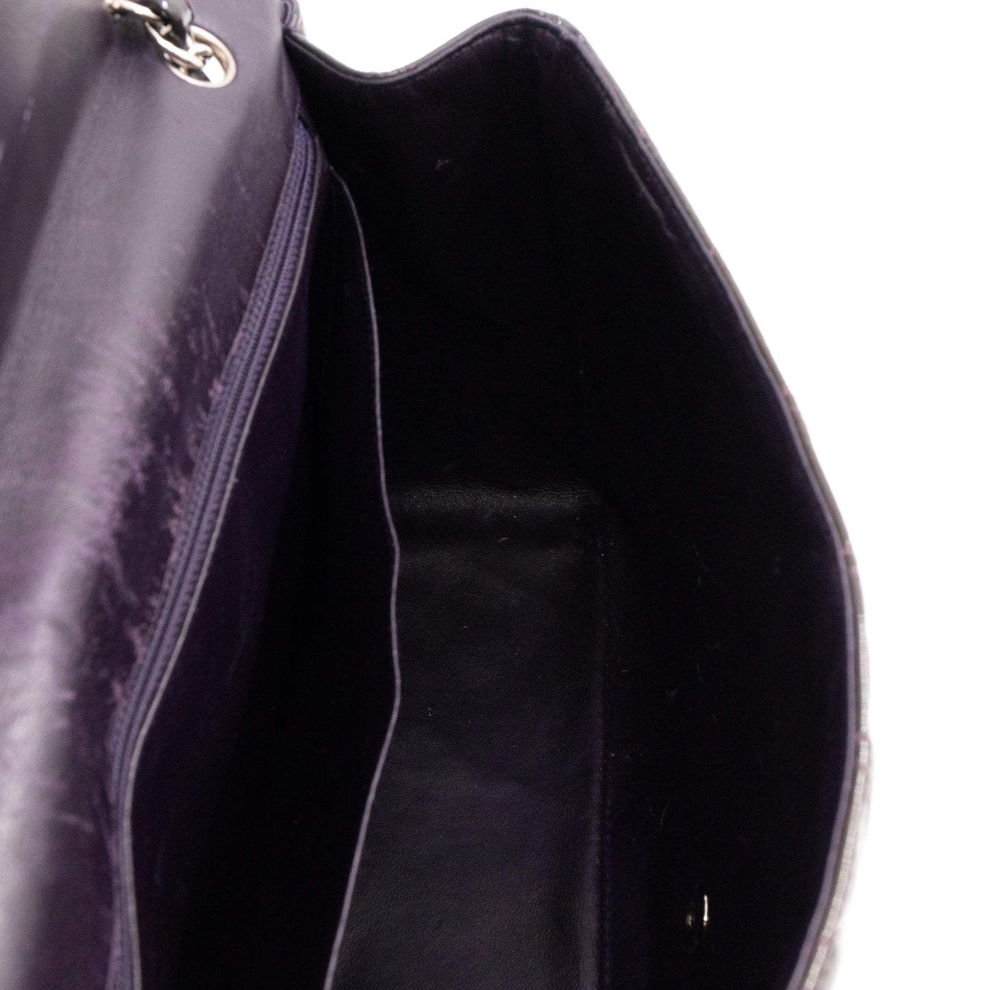 Classic Single Flap Maxi Purple Patent Silver