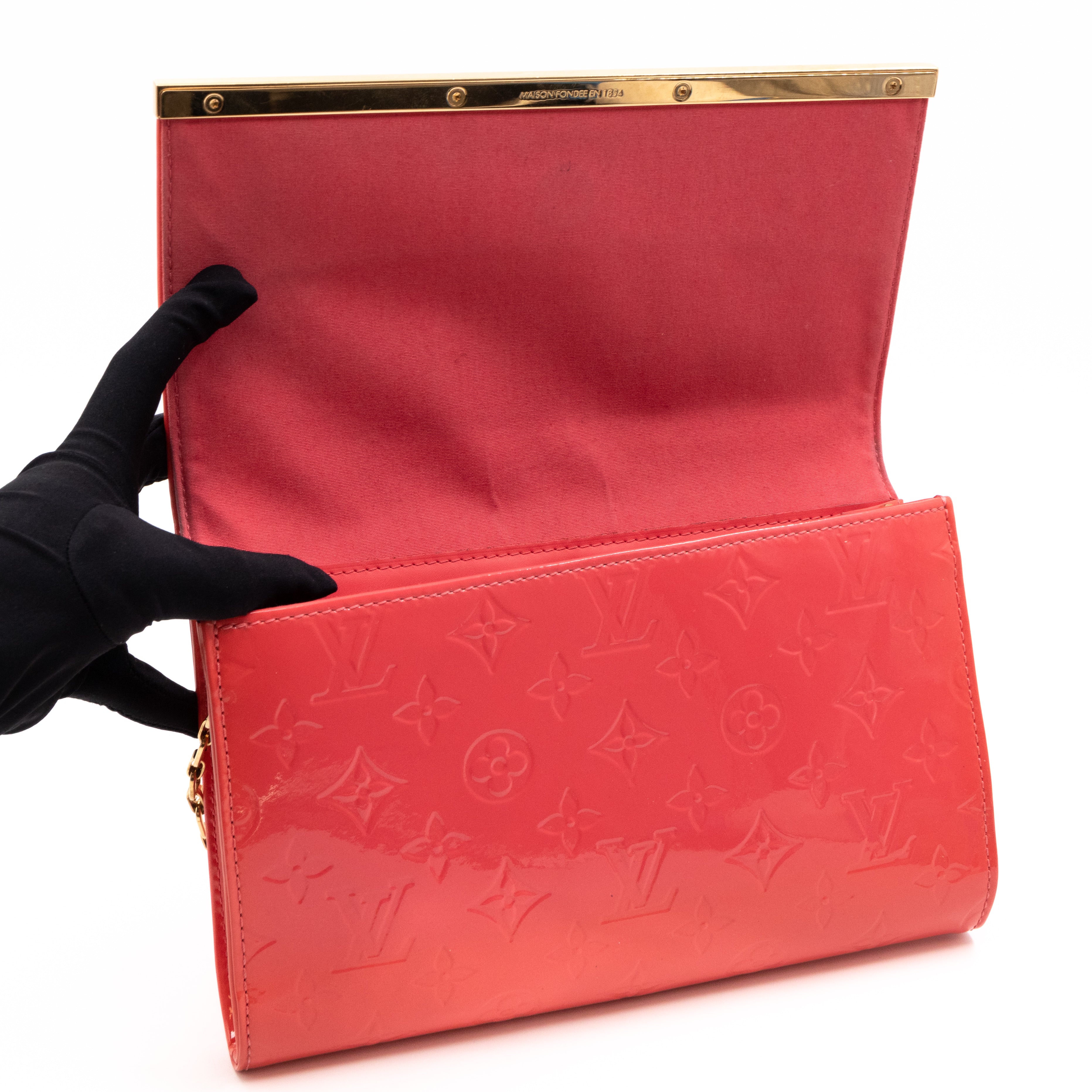 Ana Clutch Vernis Rose Litchi