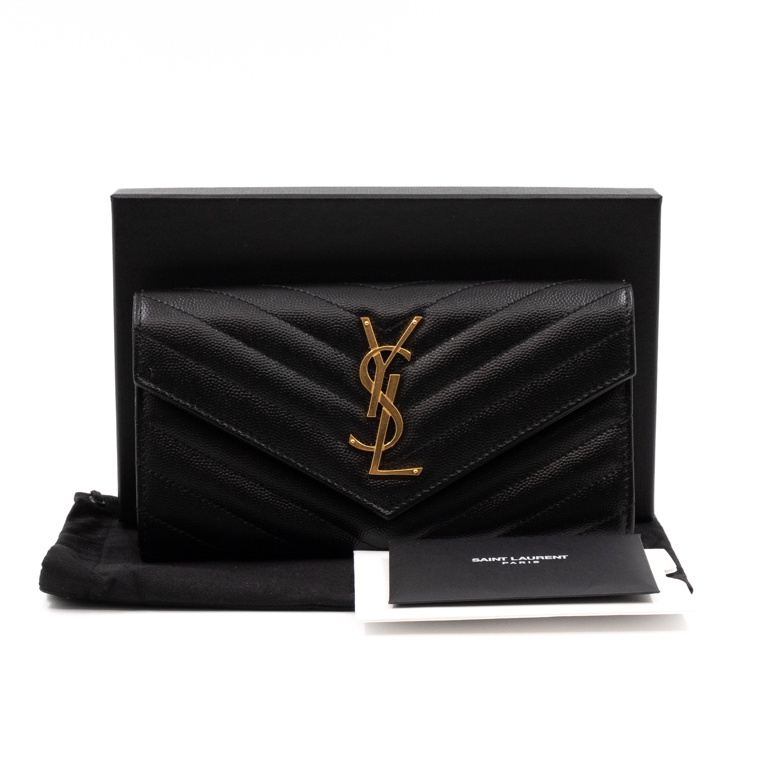 Cassandre Large Flap Wallet Black Leather