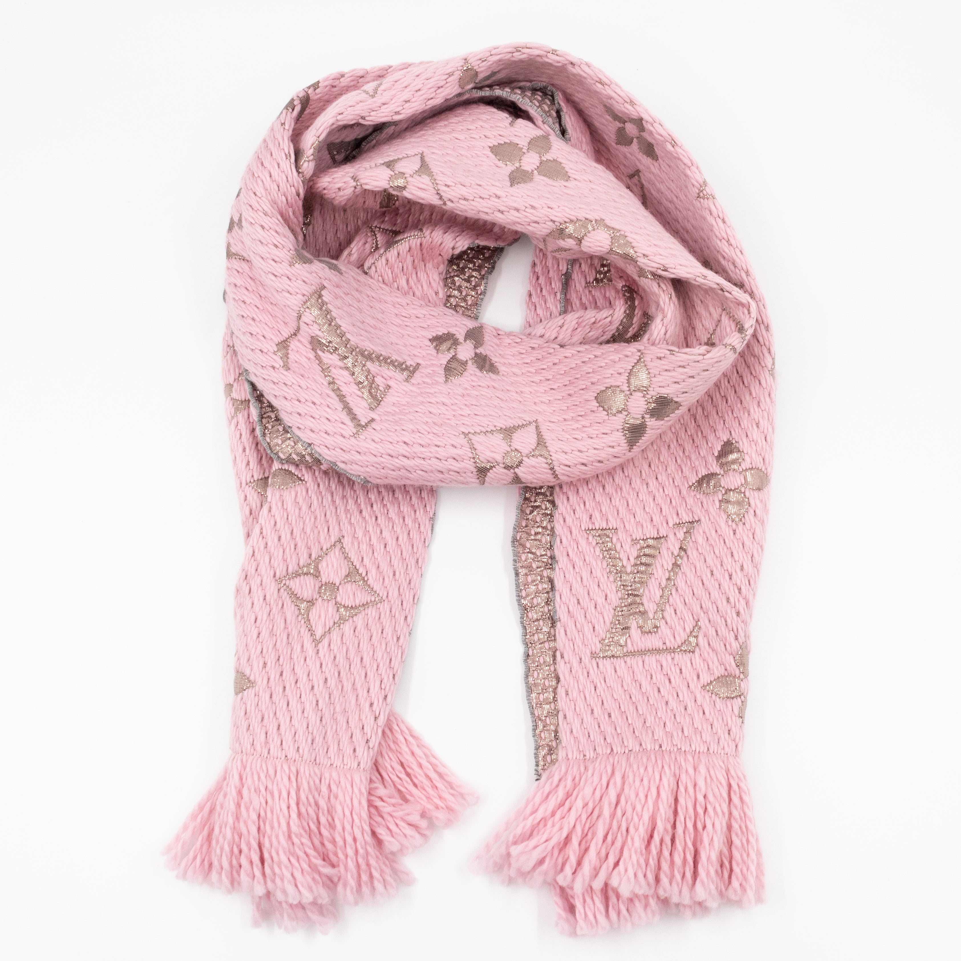 Louis Vuitton Pink/Purple Monogram Silk/Wool Shine Shawl Scarf