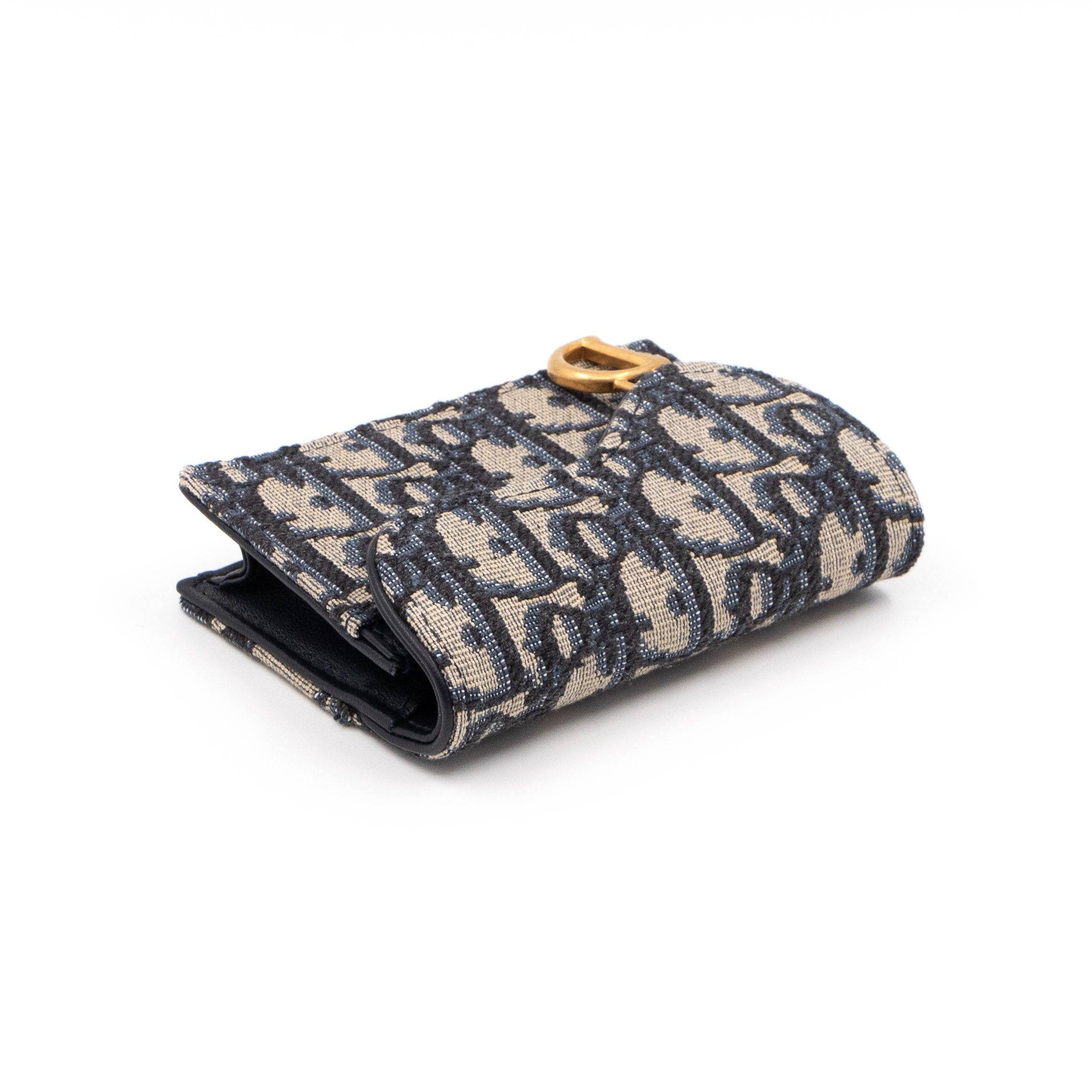 Saddle Flap Card Holder Blue Dior Oblique Jacquard