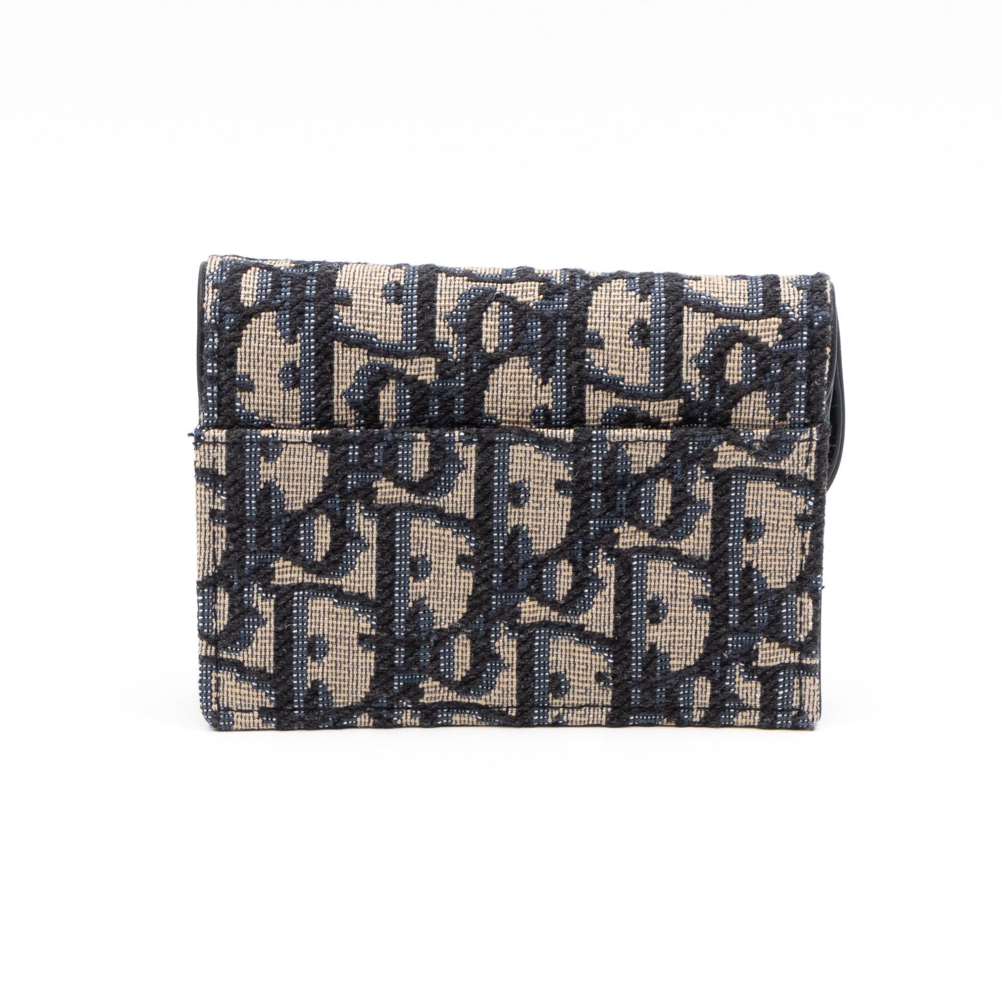 Saddle Flap Card Holder Blue Dior Oblique Jacquard