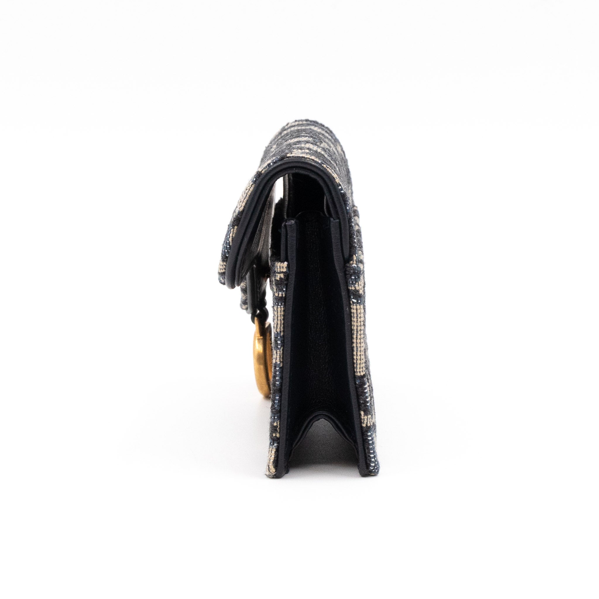 Saddle Flap Card Holder Blue Dior Oblique Jacquard