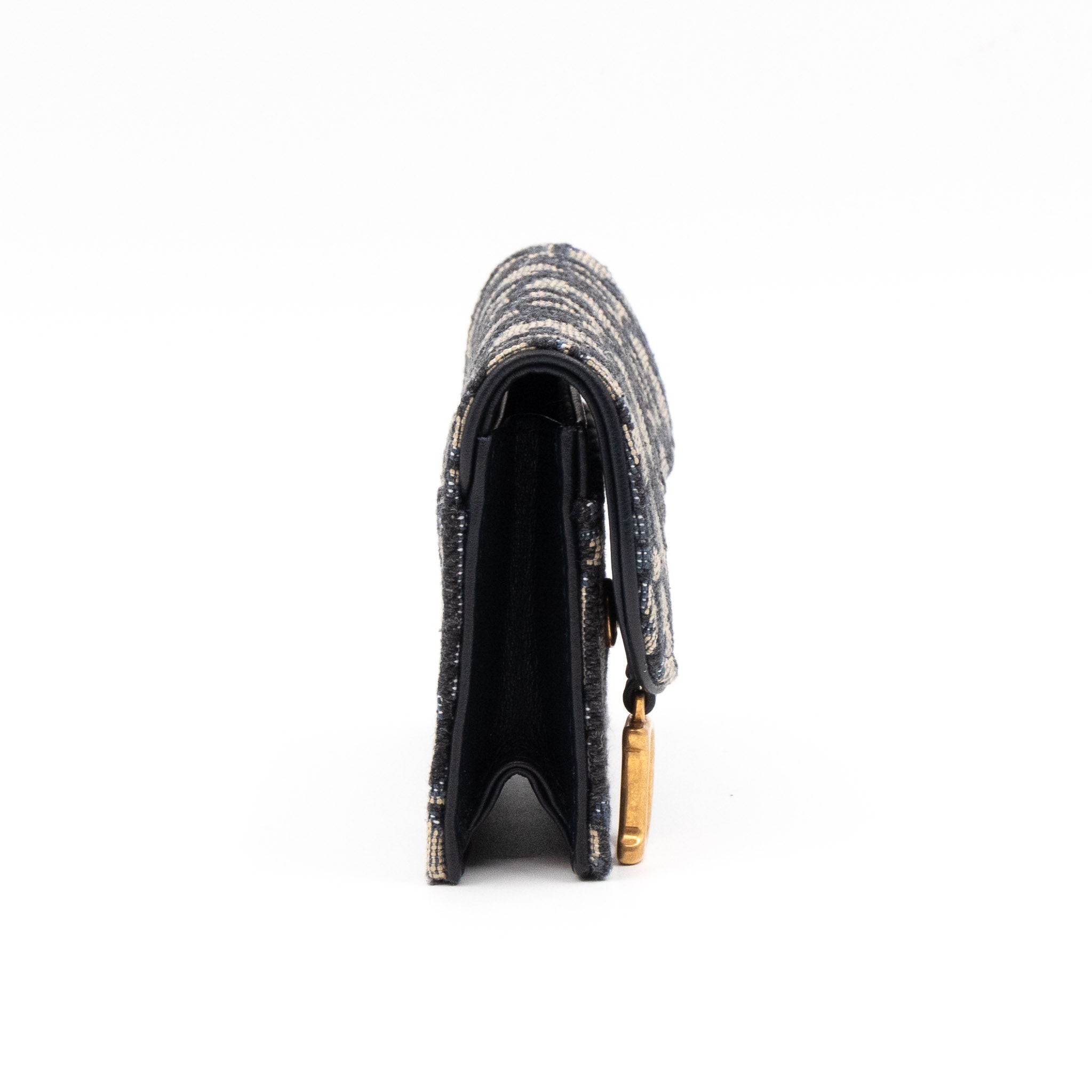 Saddle Flap Card Holder Blue Dior Oblique Jacquard