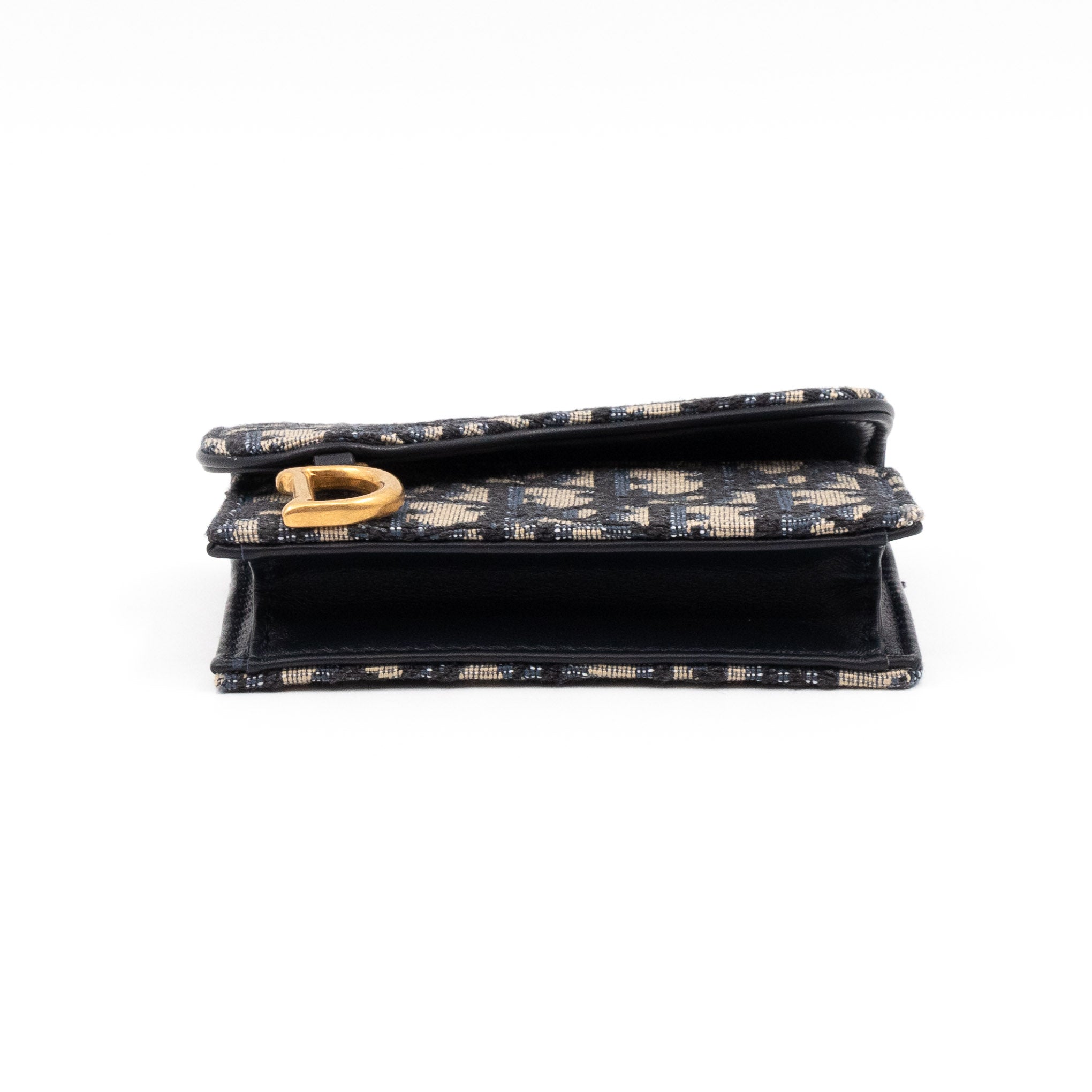 Saddle Flap Card Holder Blue Dior Oblique Jacquard