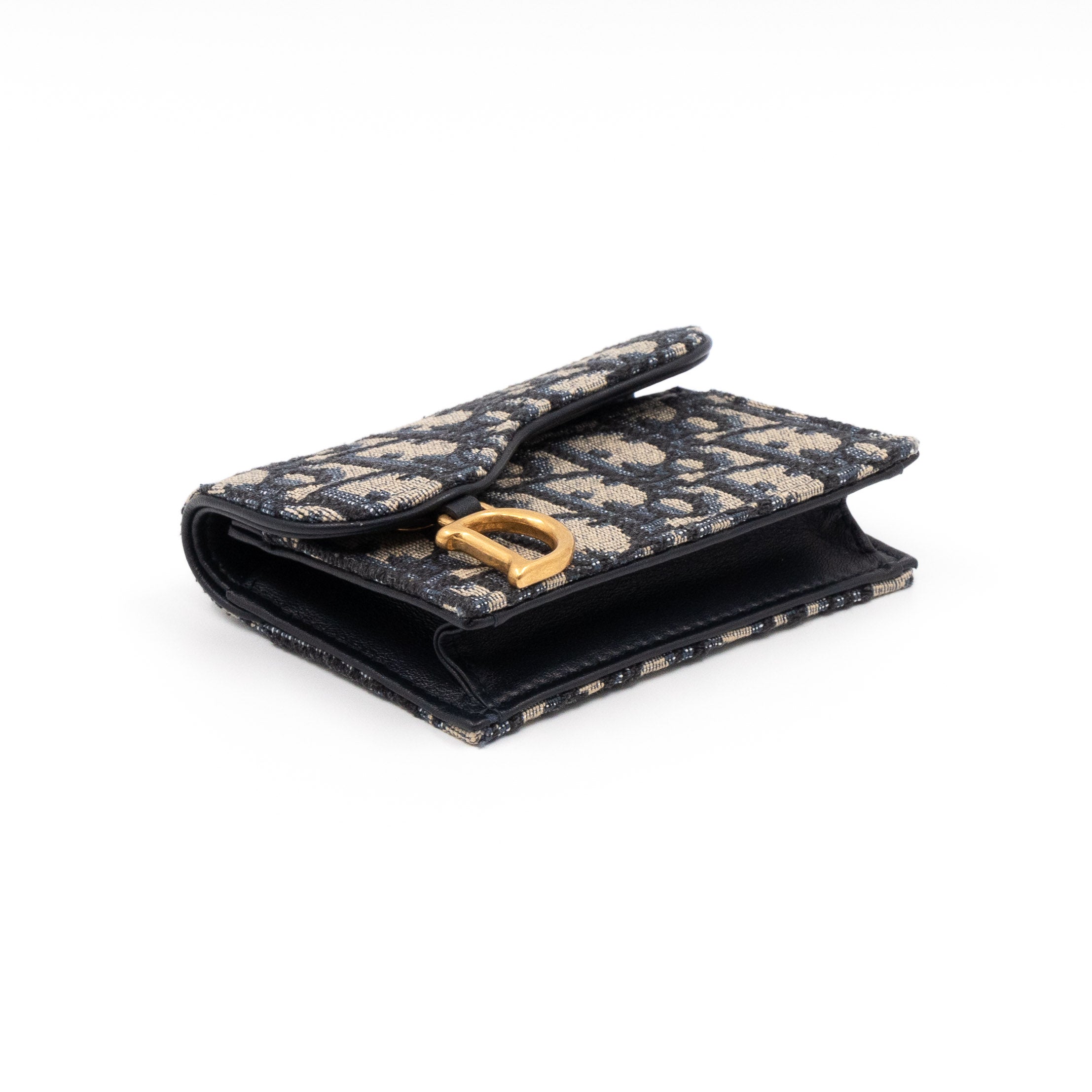 Saddle Flap Card Holder Blue Dior Oblique Jacquard