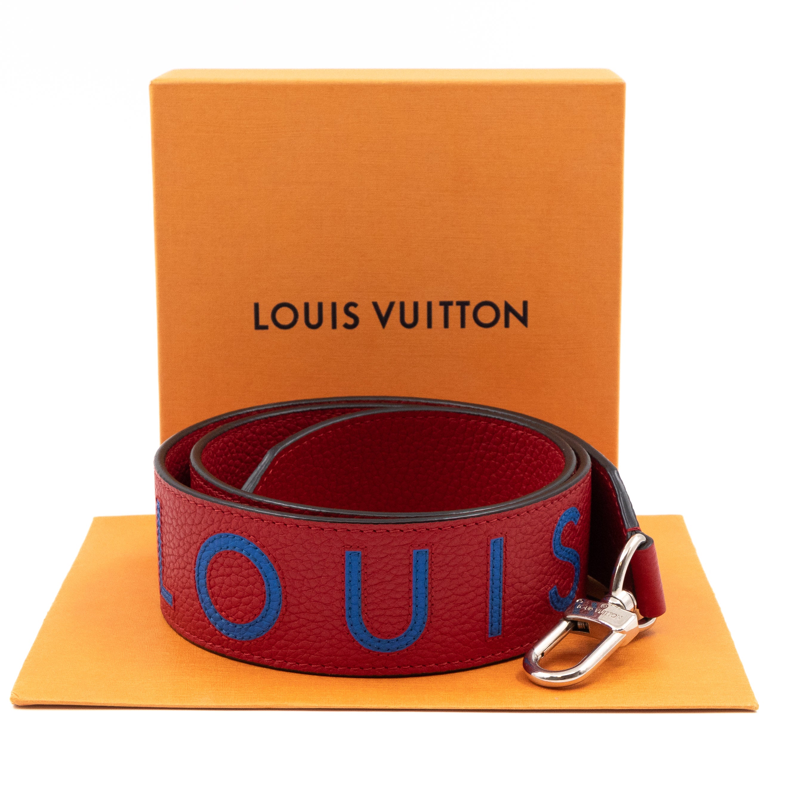 Louis Vuitton Bandoulière Shoulder Strap Red Blue Leather