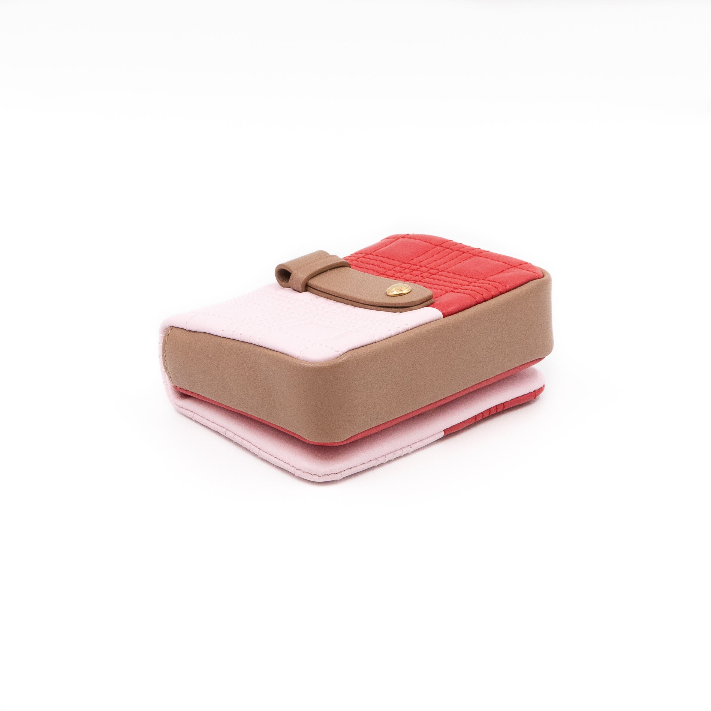 Micro Quilted Lola Shoulder Bag Red & Pink Leather