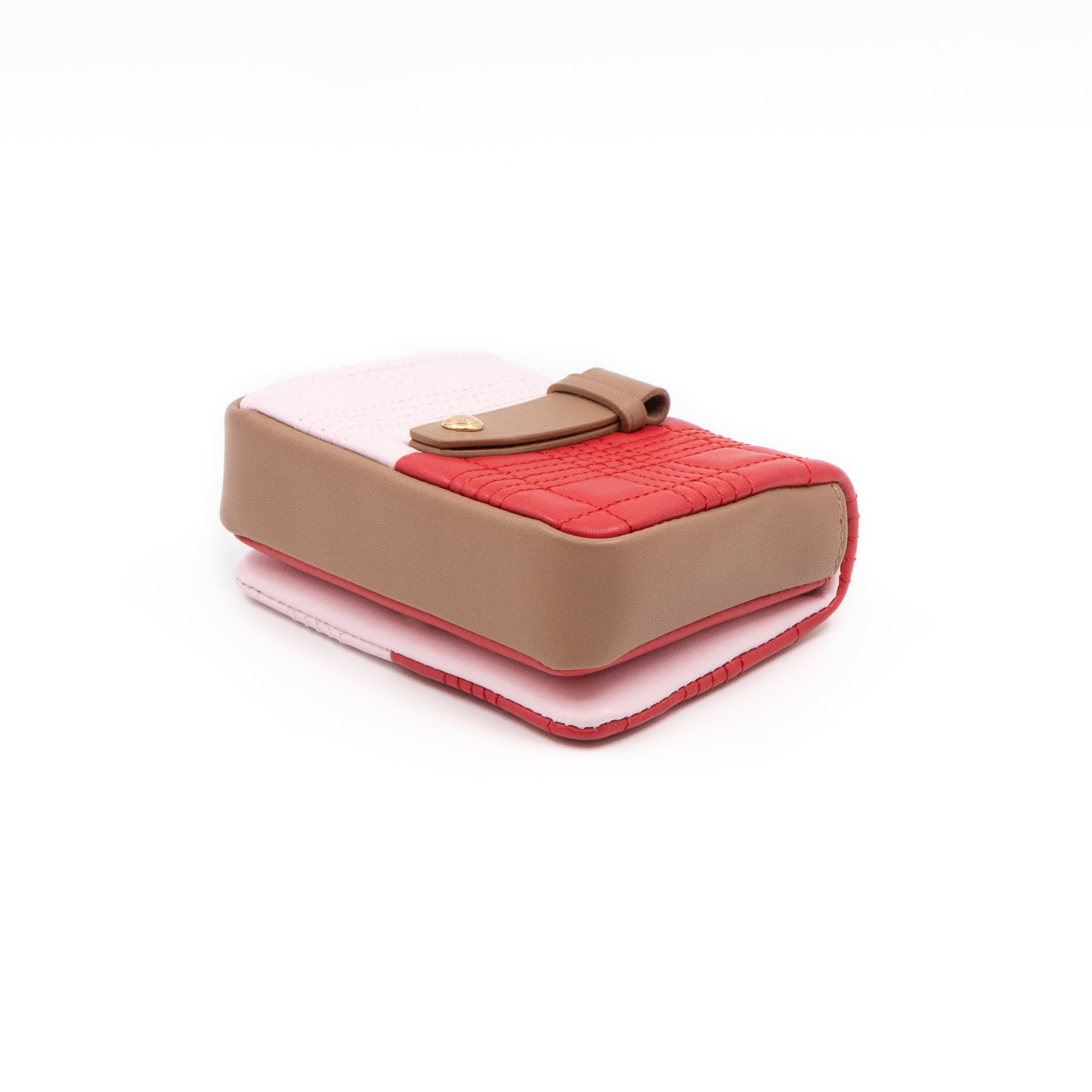Micro Quilted Lola Shoulder Bag Red & Pink Leather