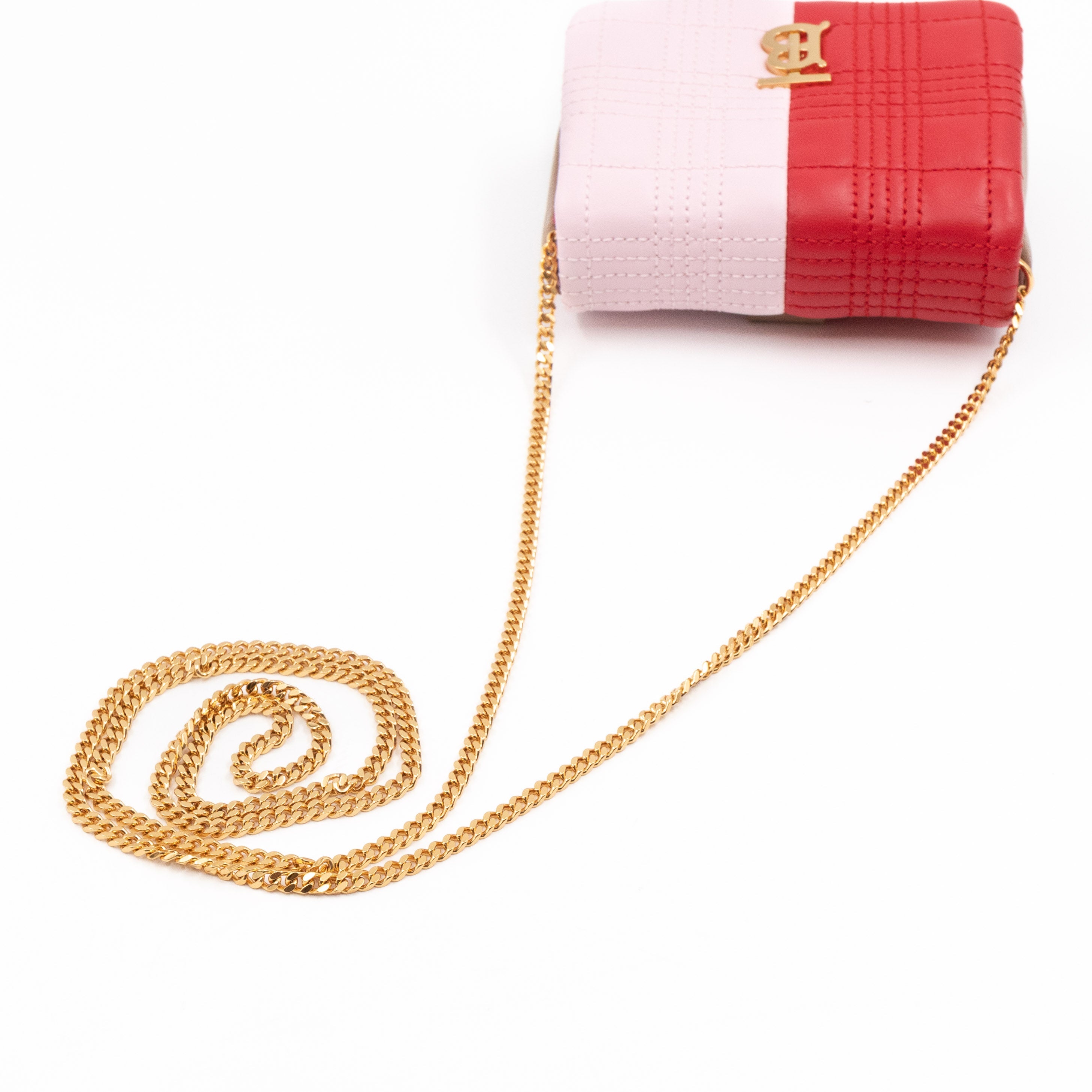 Micro Quilted Lola Shoulder Bag Red & Pink Leather