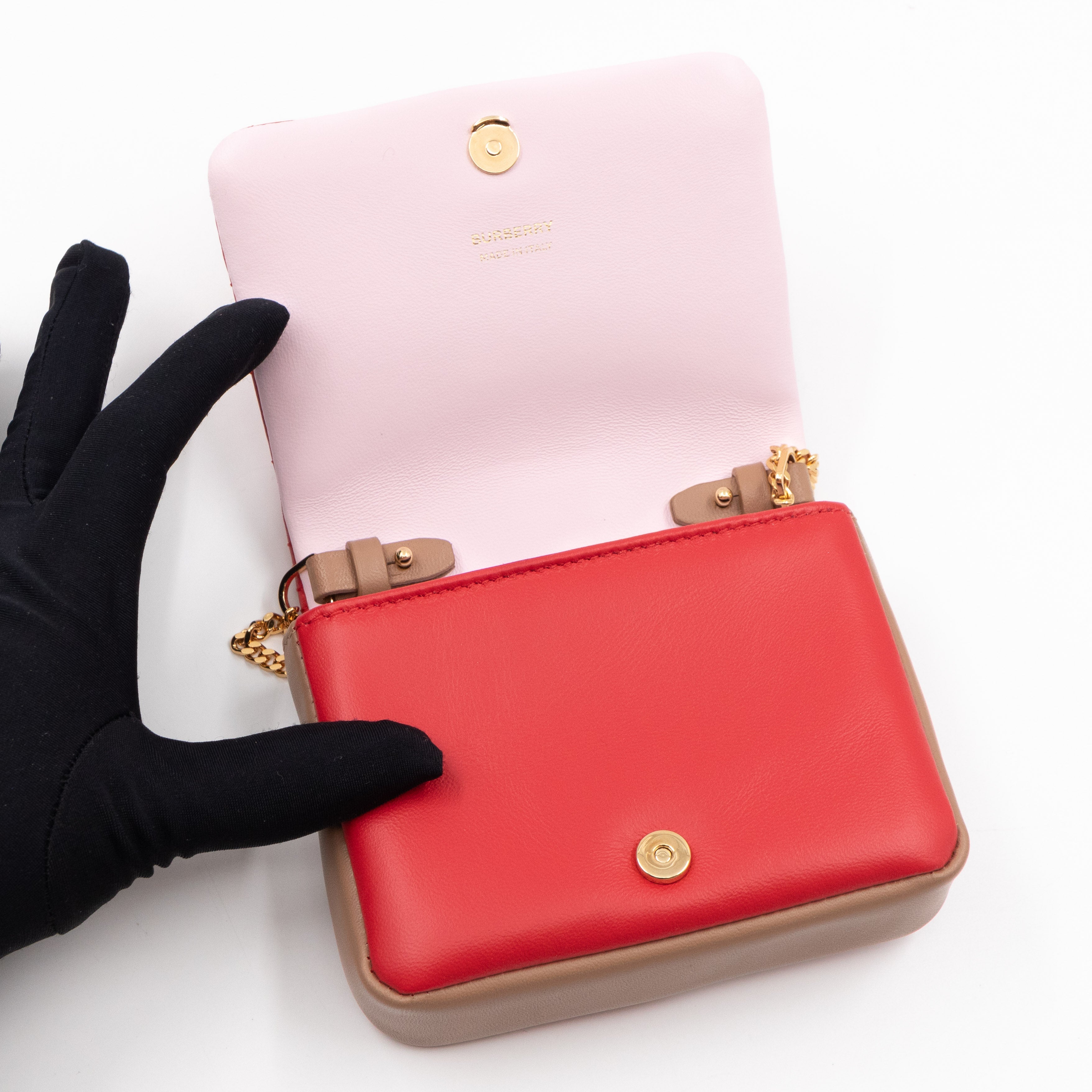 Micro Quilted Lola Shoulder Bag Red & Pink Leather