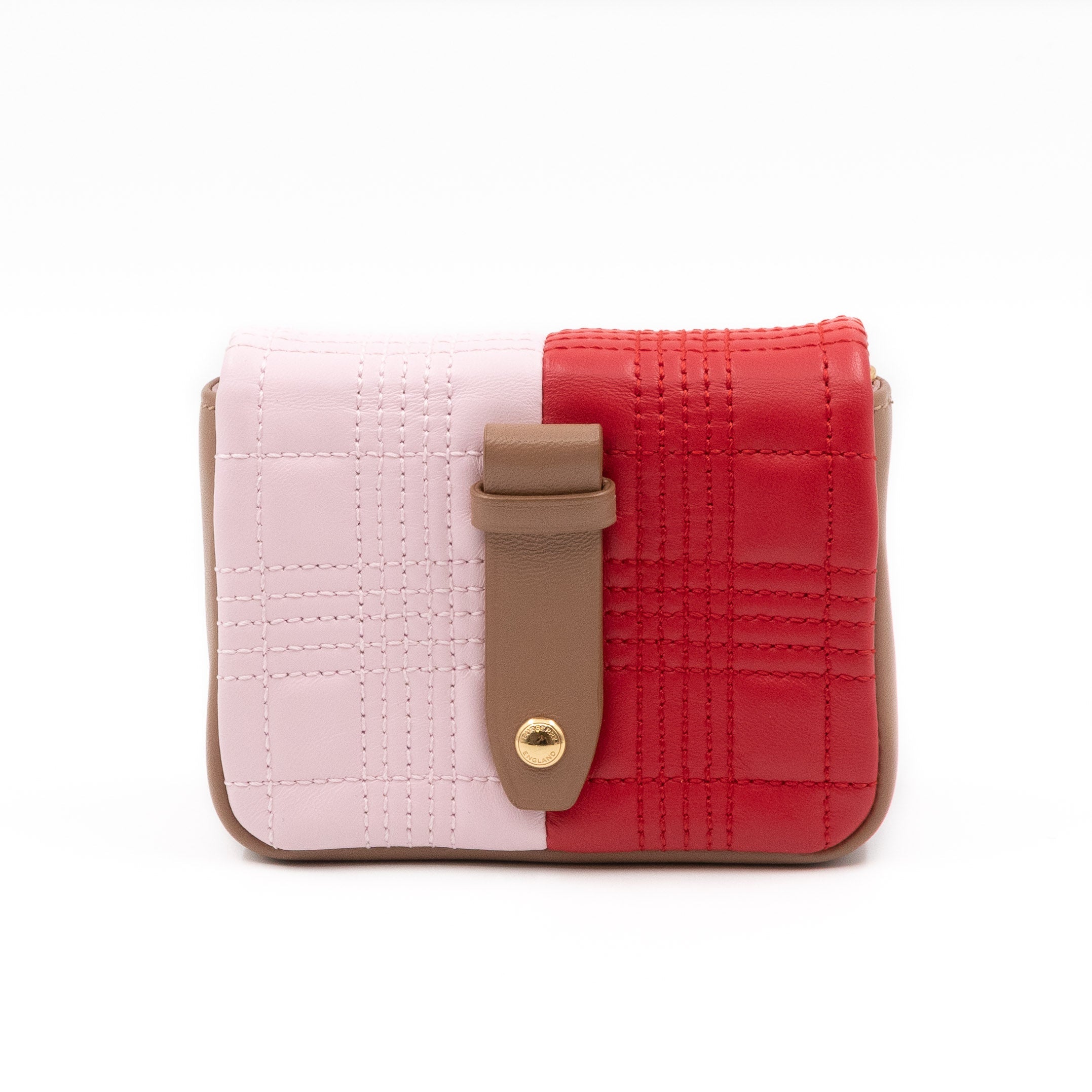 Micro Quilted Lola Shoulder Bag Red & Pink Leather