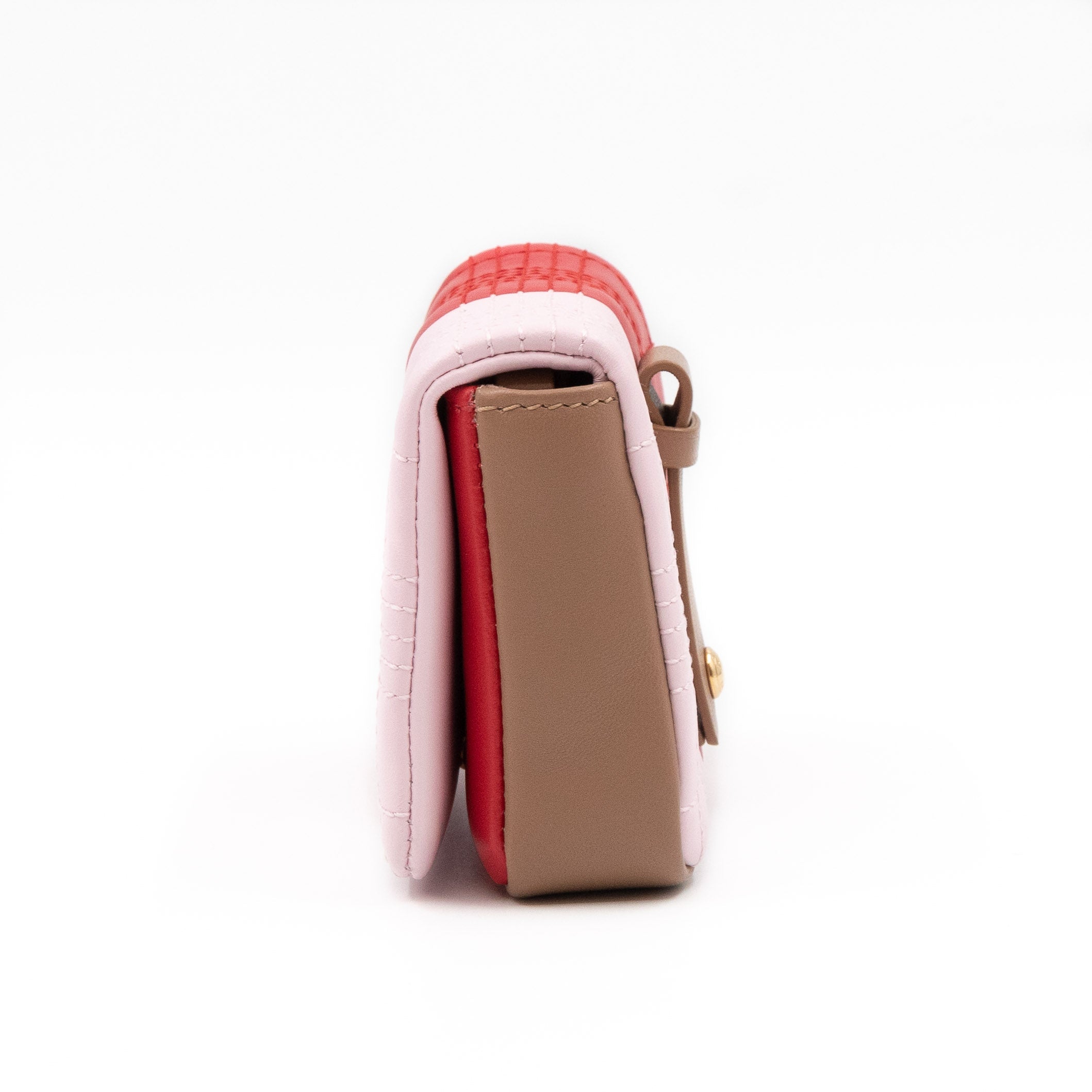 Micro Quilted Lola Shoulder Bag Red & Pink Leather